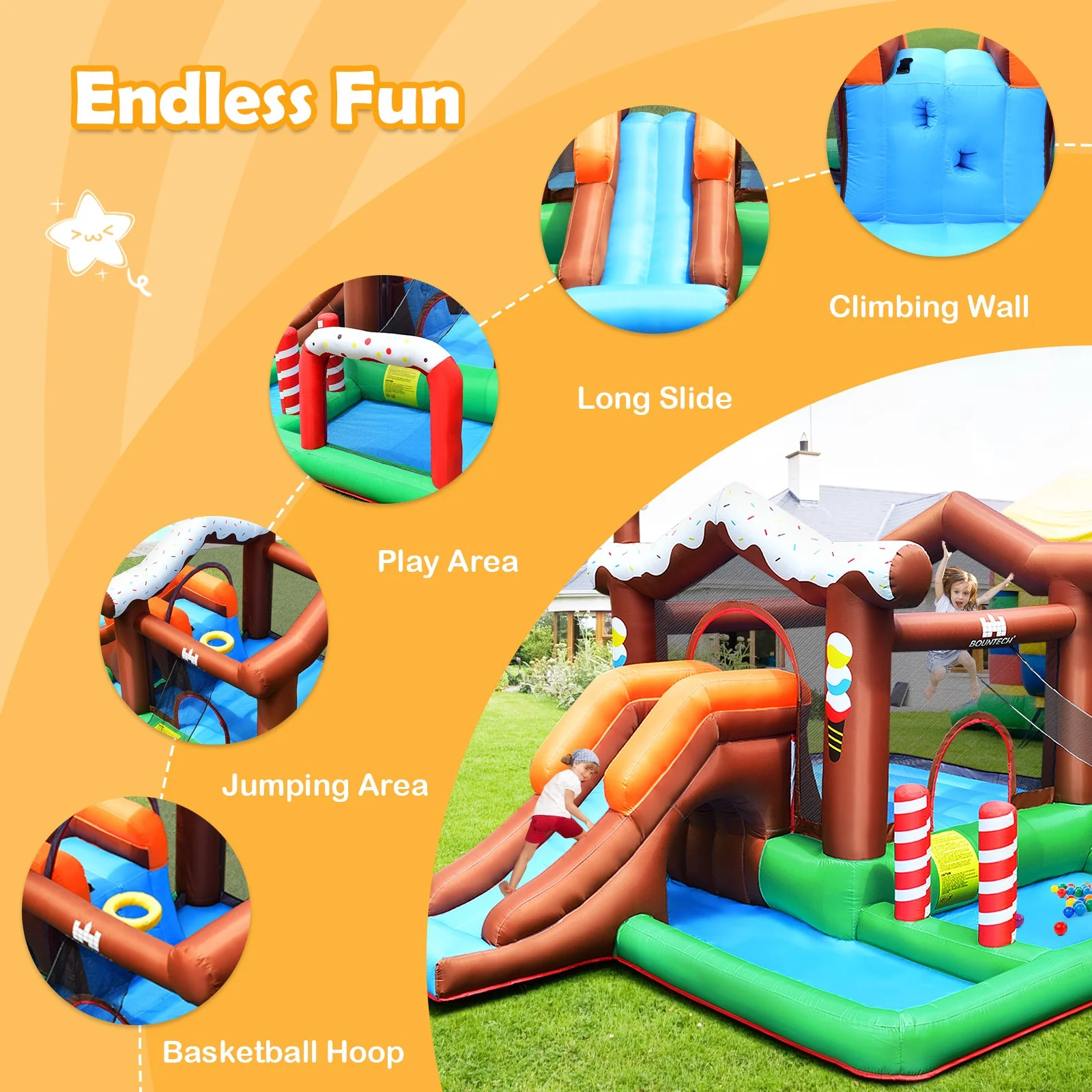 Kids Inflatable Bounce House Jumping Castle Slide Climber Bouncer with 550W Blower - Image 7