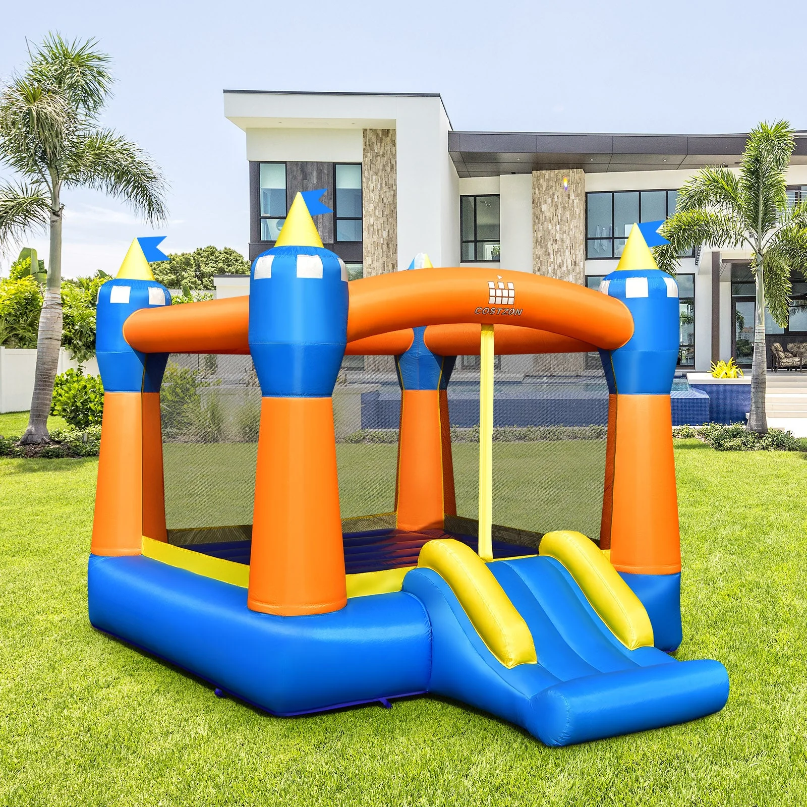 Kids Inflatable Bounce House Magic Castle with Large Jumping Area with 735W Blower - Image 2