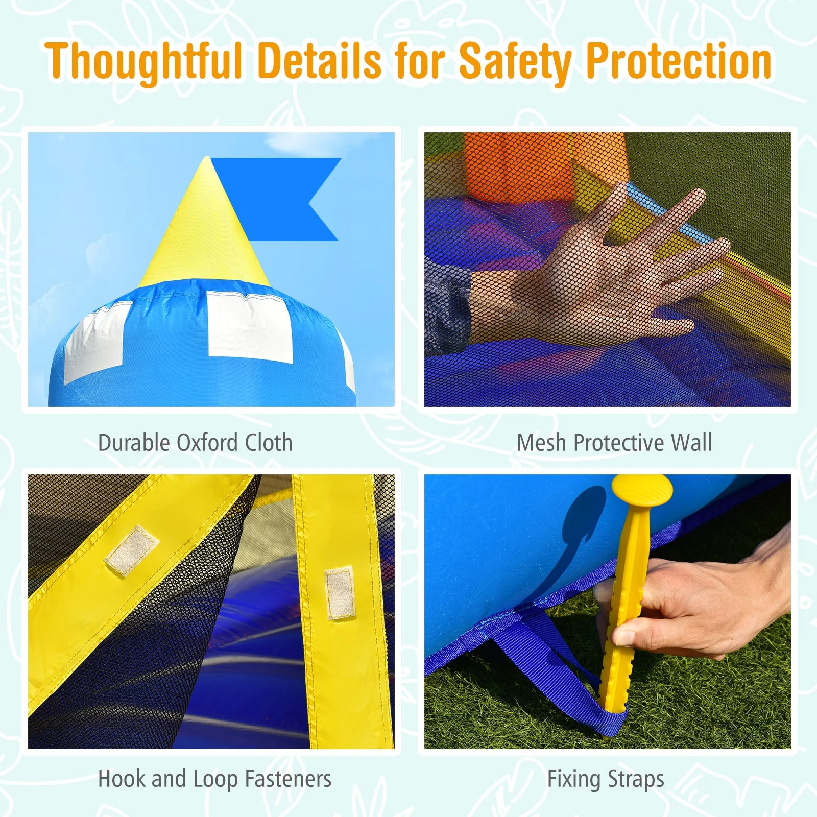 Kids Inflatable Bounce House Magic Castle with Large Jumping Area with 735W Blower - Image 6