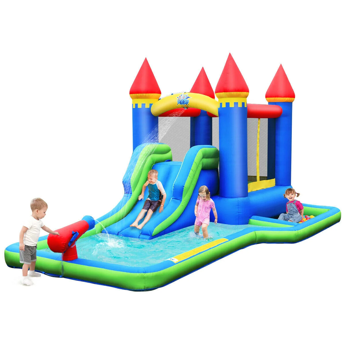Kids Inflatable Bounce House Water Slide without Blower - Image 4