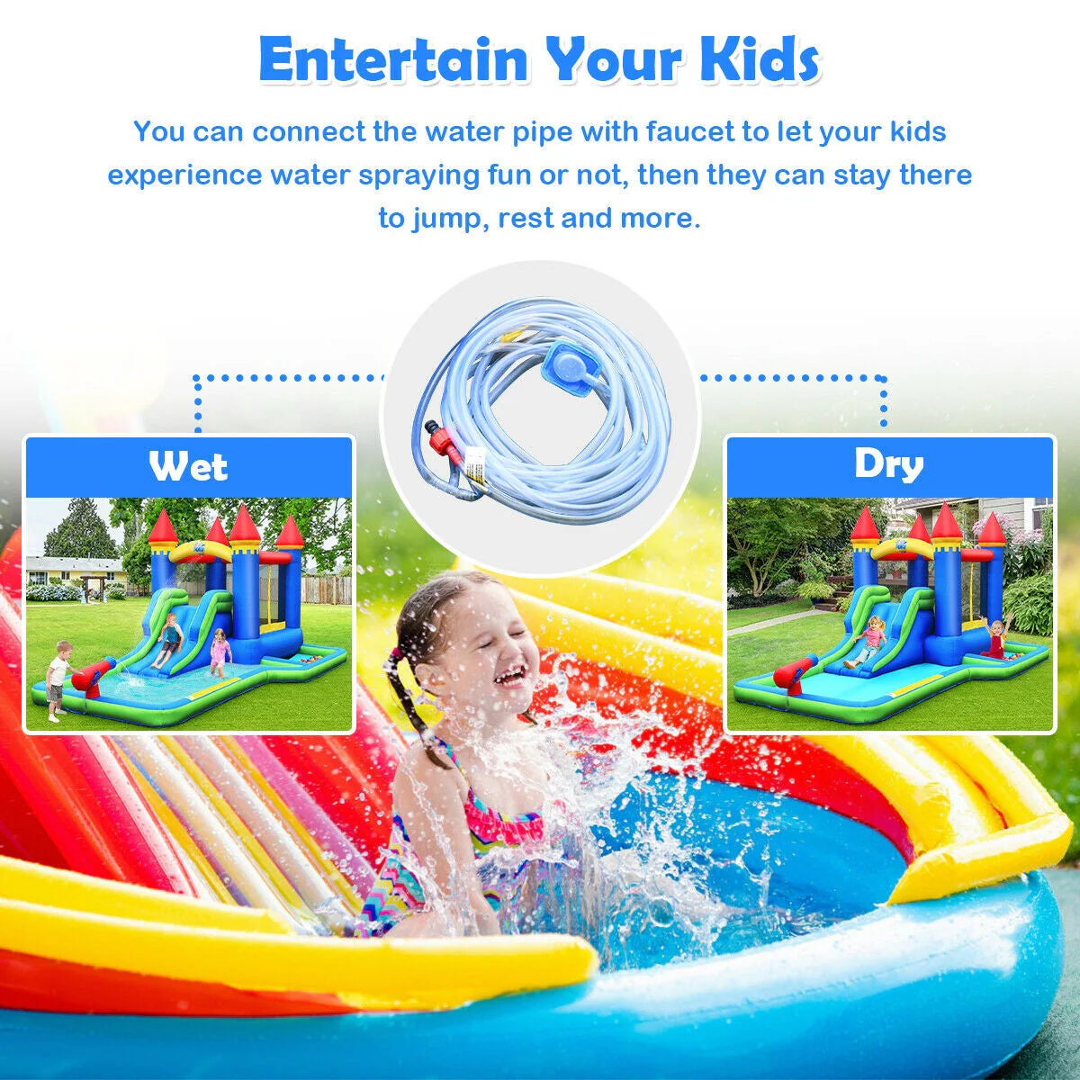 Kids Inflatable Bounce House Water Slide without Blower - Image 6