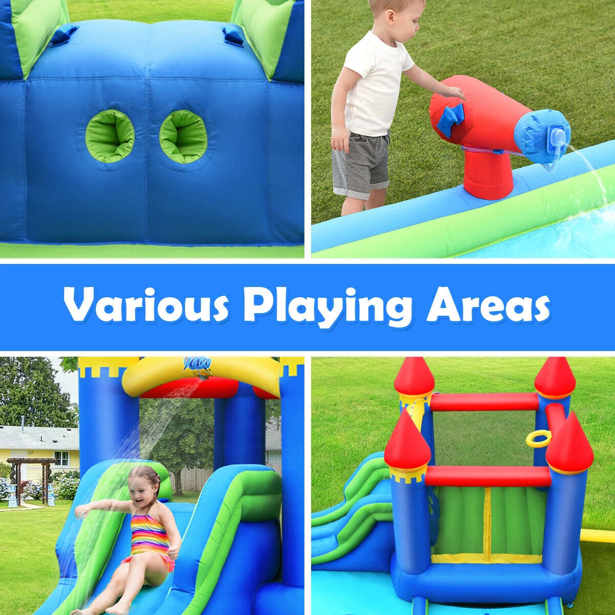 Kids Inflatable Bounce House Water Slide without Blower - Image 8
