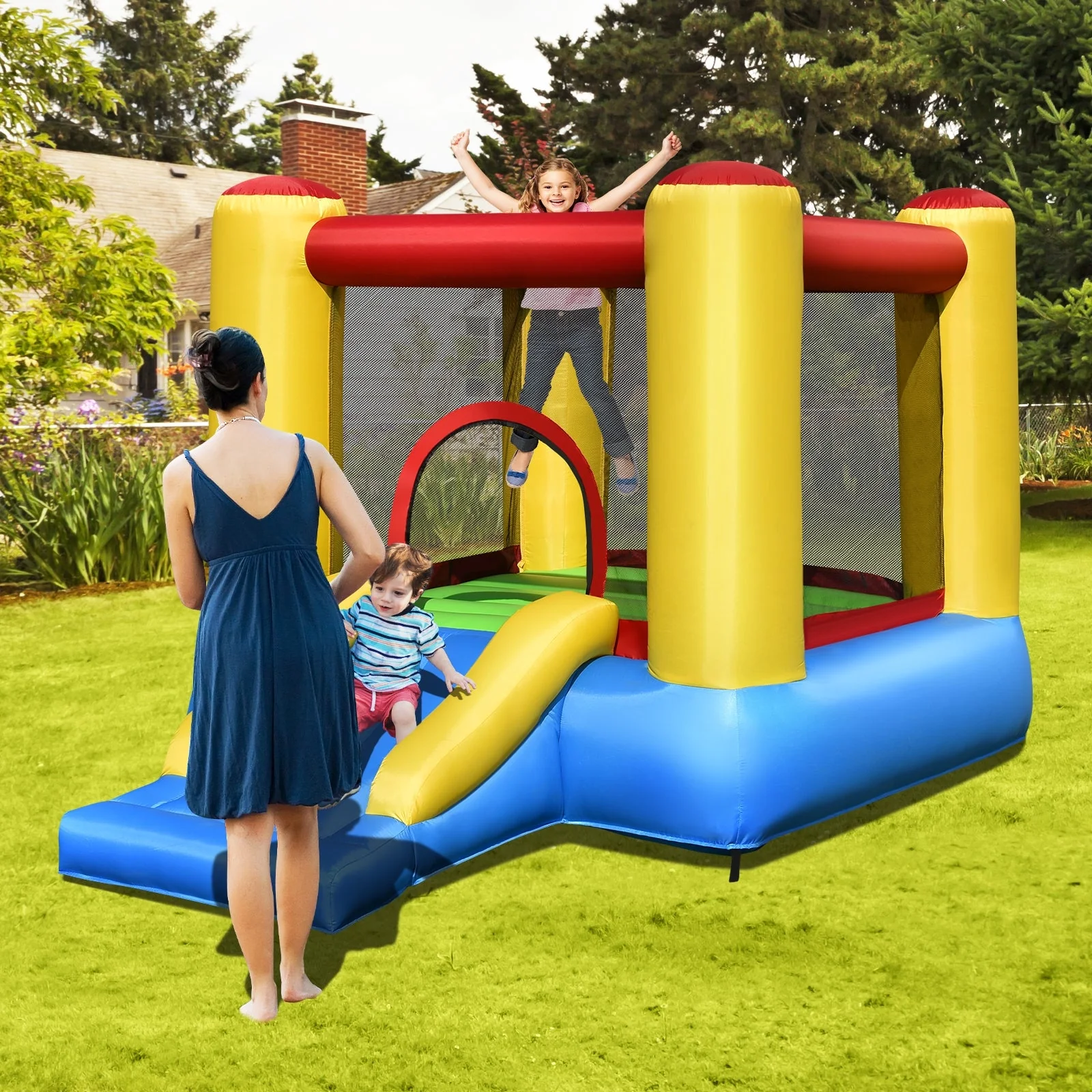 Kids Inflatable Bounce House with Slide and 480W blower - Image 2