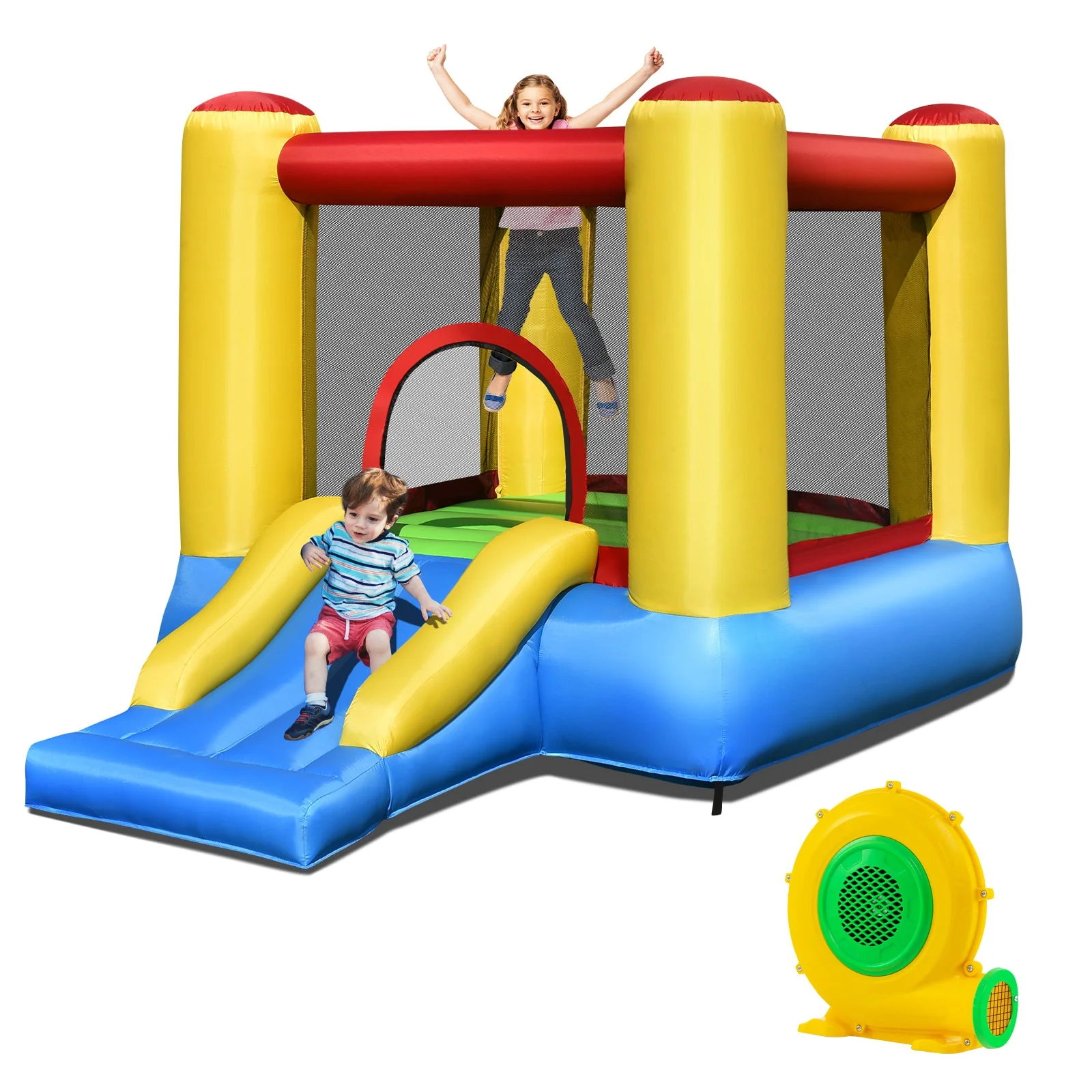 Kids Inflatable Bounce House with Slide and 480W blower - Image 3