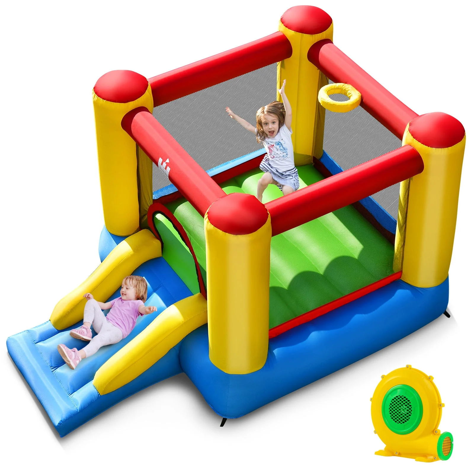 Kids Inflatable Bounce House with Slide and 480W blower - Image 4