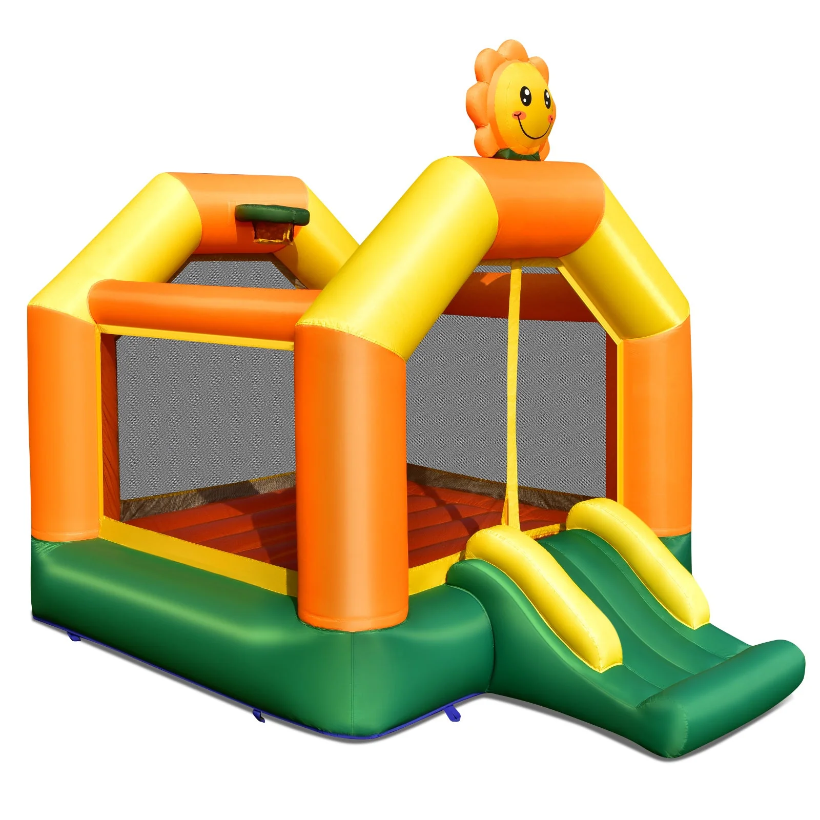Kids Inflatable Bounce House with Slide and Basketball Rim with 735W Blower - Image 6