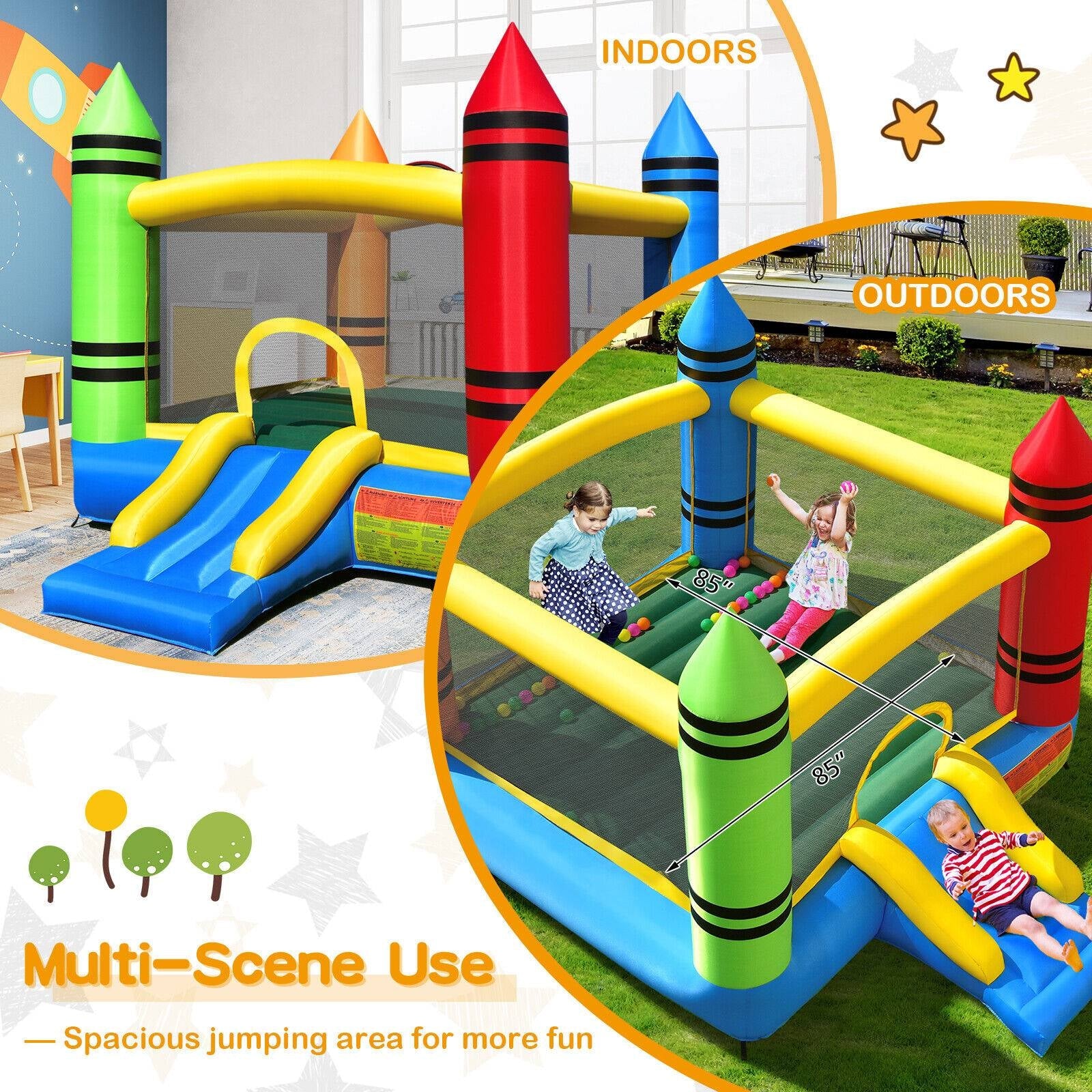 Kids Inflatable Bounce House with Slide and Ocean Balls Not Included Blower - Image 8