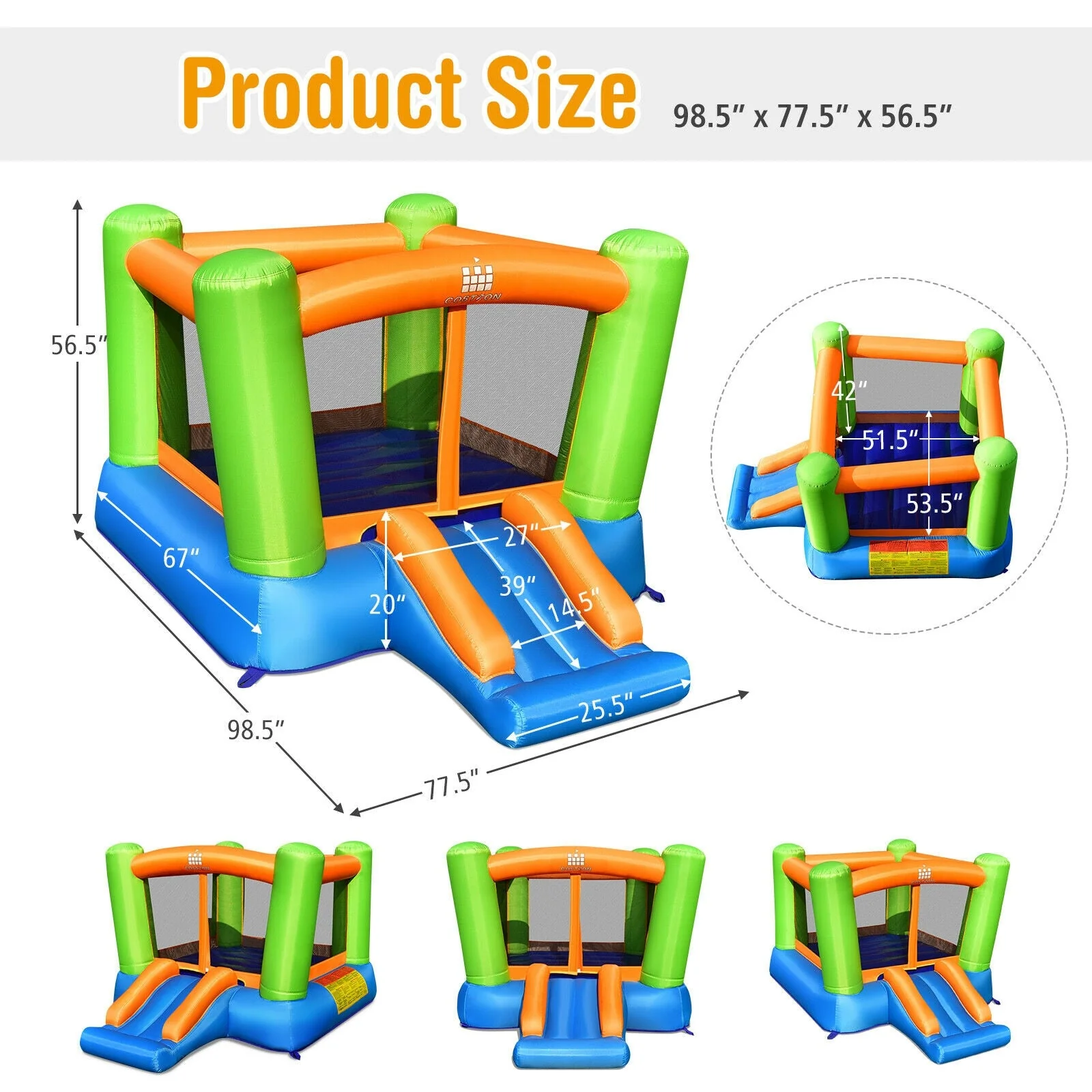 Kids Inflatable Bounce House without Blower for Indoor and Outdoor - Image 4
