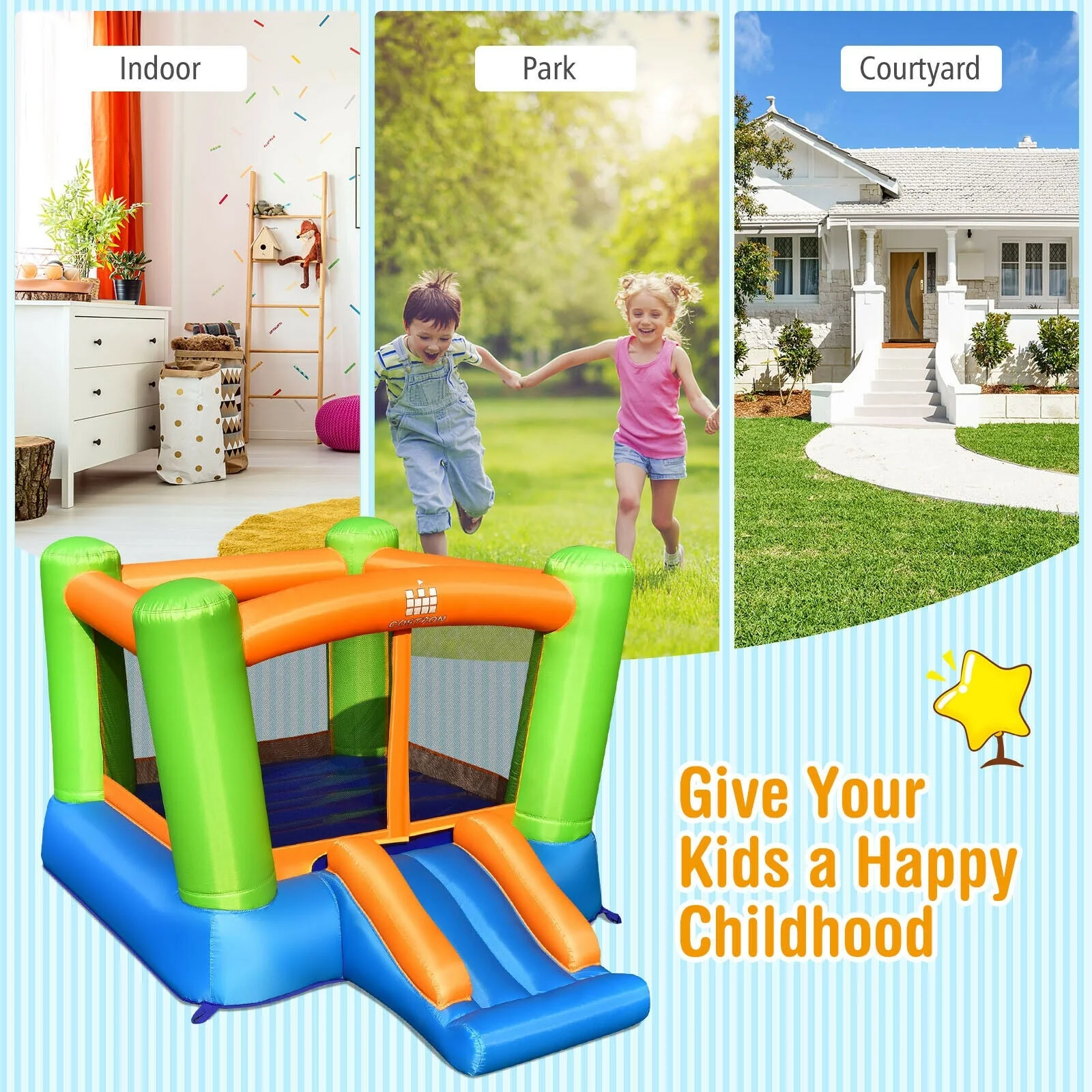 Kids Inflatable Bounce House without Blower for Indoor and Outdoor - Image 7