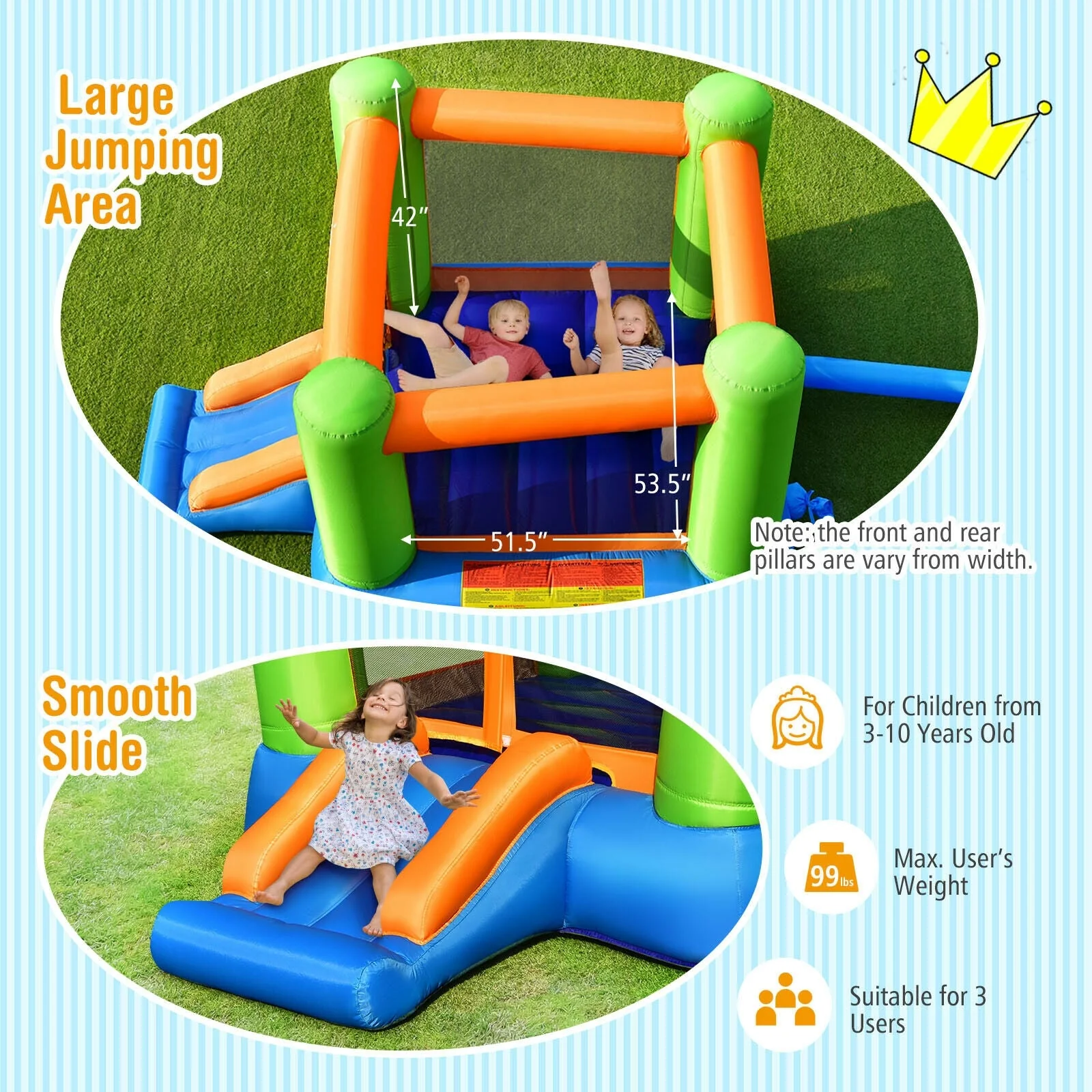 Kids Inflatable Bounce House without Blower for Indoor and Outdoor - Image 8
