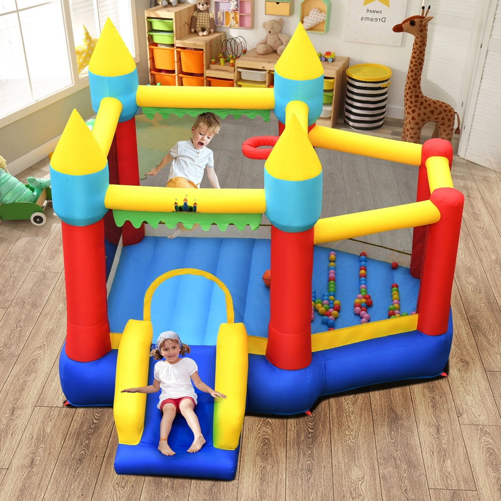 Kid's Inflatable Bouncer with Jumping Area and 480W Blower - Image 2