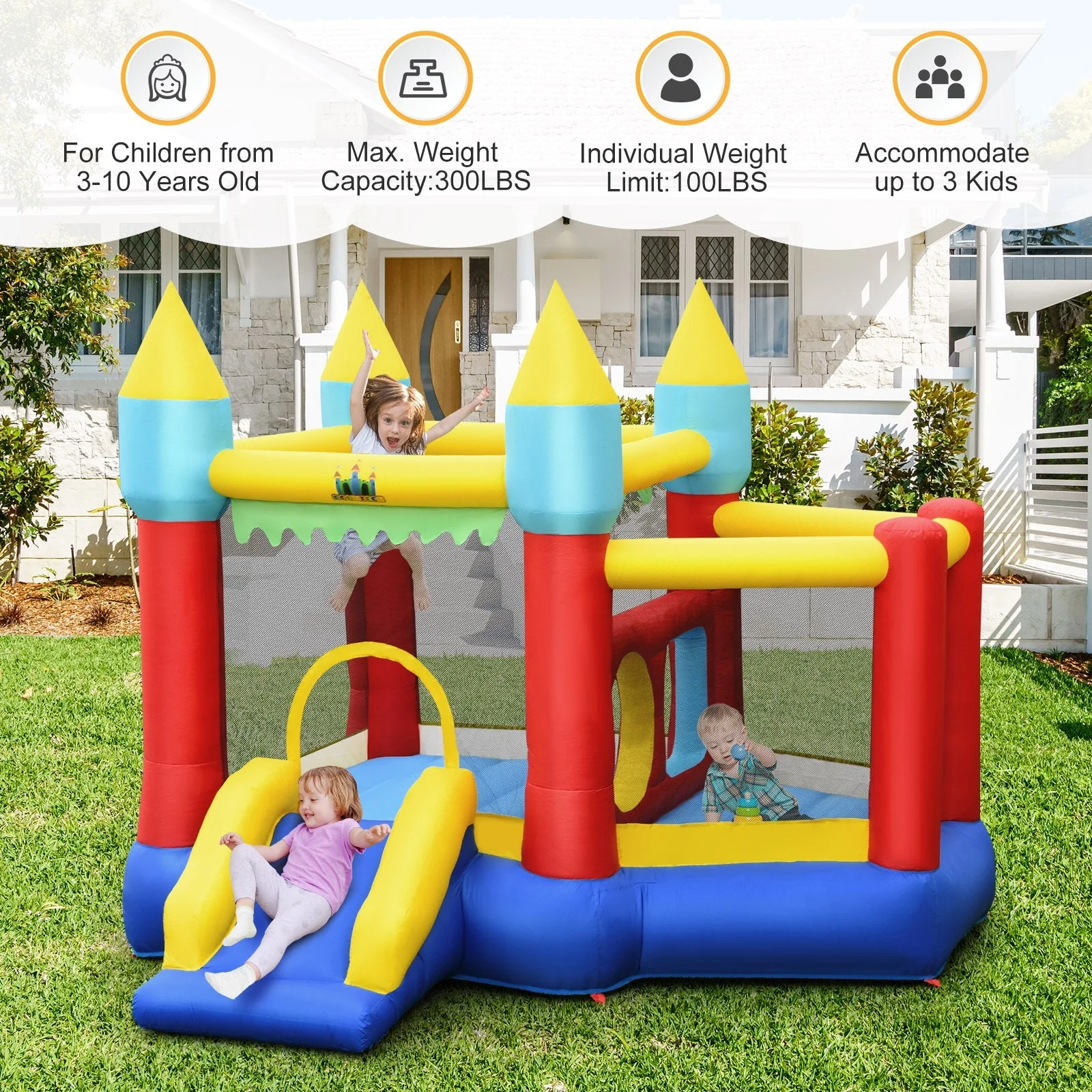 Kid's Inflatable Bouncer with Jumping Area and 480W Blower - Image 6