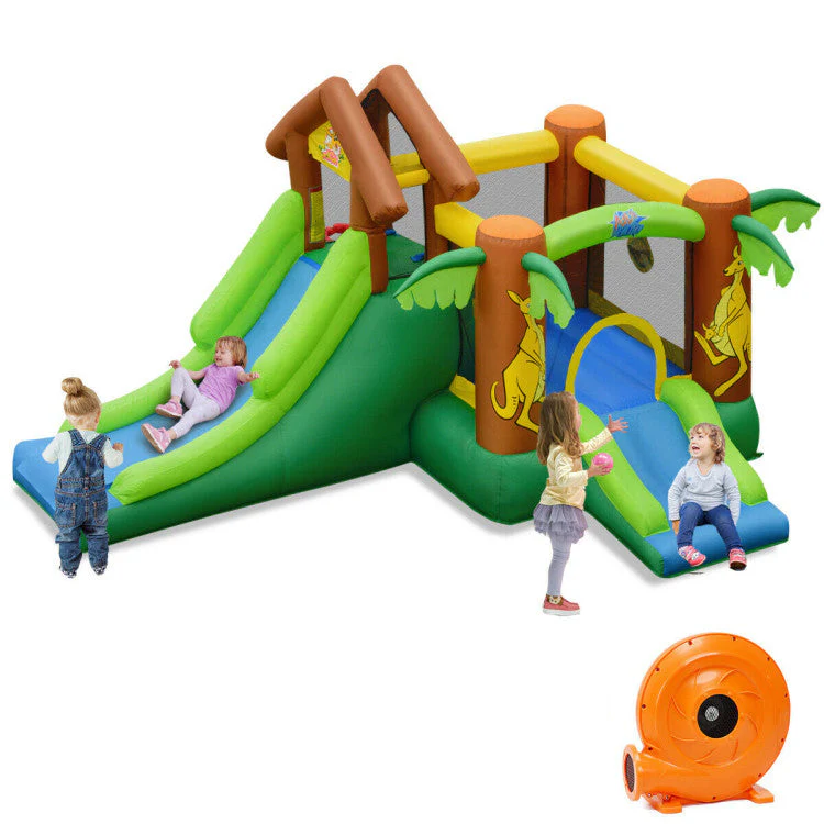 Kids Inflatable Jungle Bounce House Castle with 735W Blower - Image 3