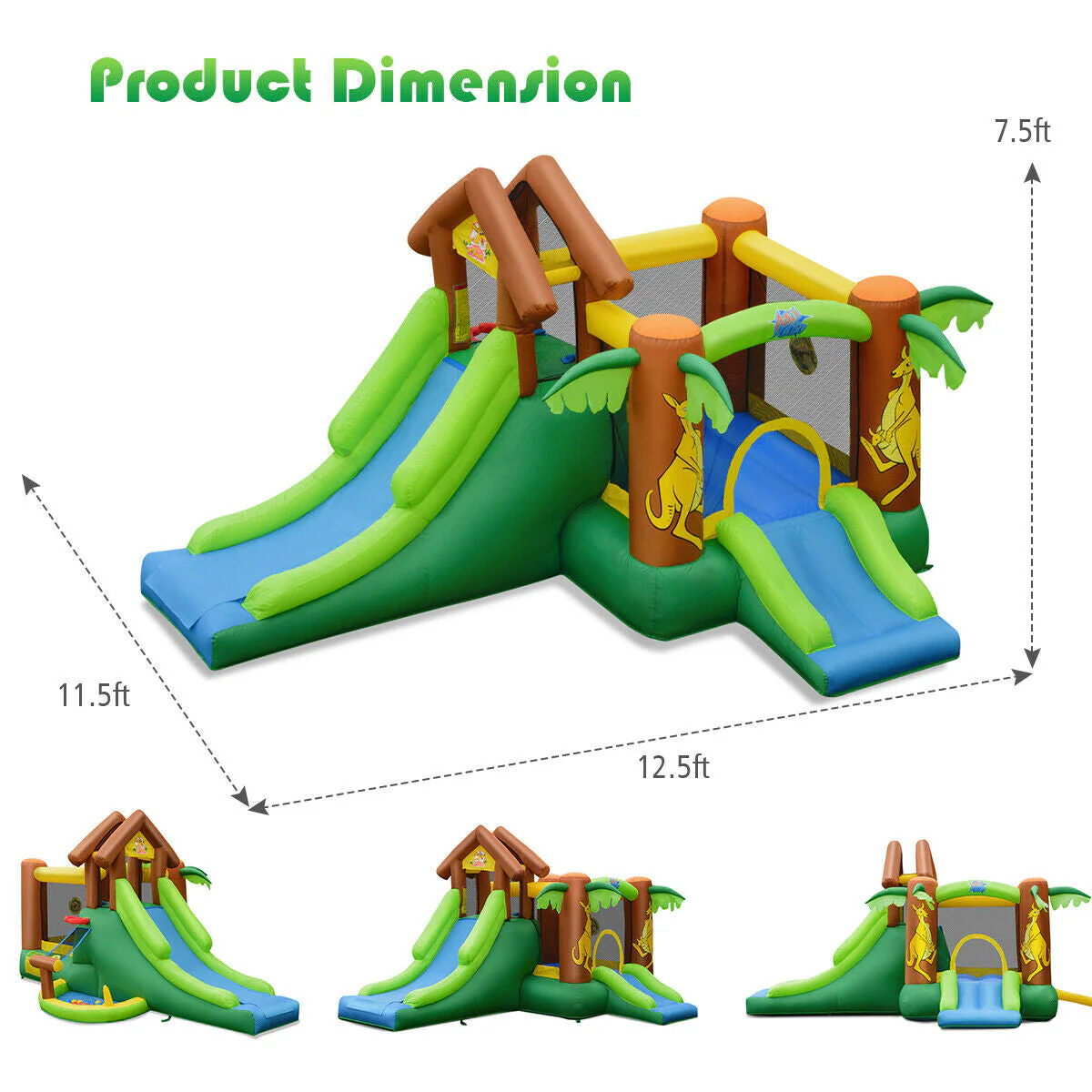 Kids Inflatable Jungle Bounce House Castle with 735W Blower - Image 5