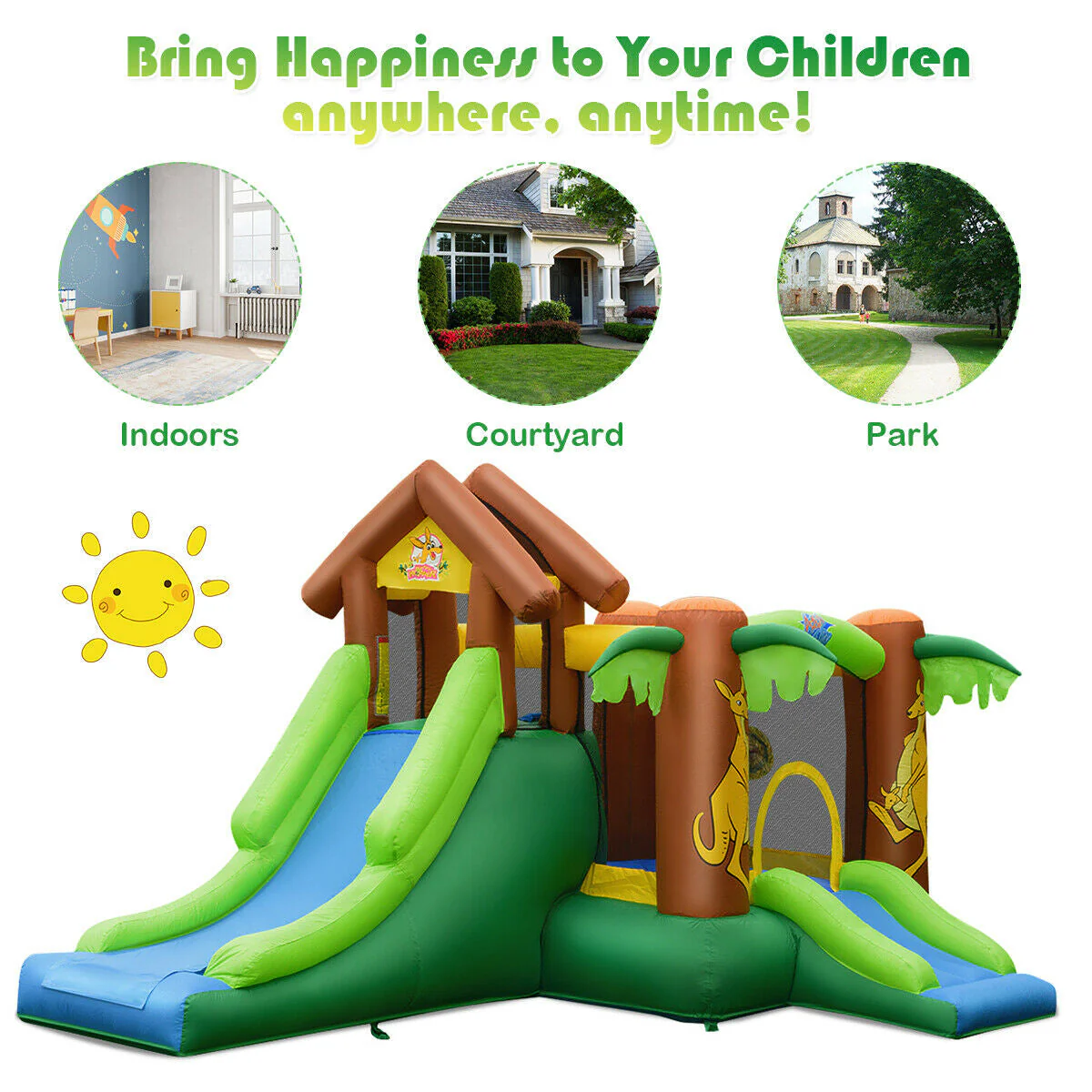 Kids Inflatable Jungle Bounce House Castle with 735W Blower - Image 6