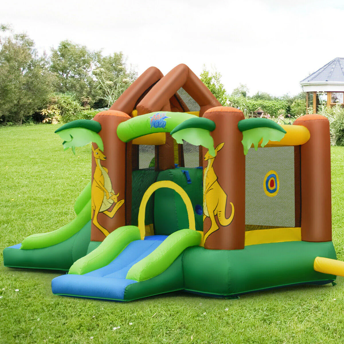 Kids Inflatable Jungle Bounce House Castle with 735W Blower - Image 8
