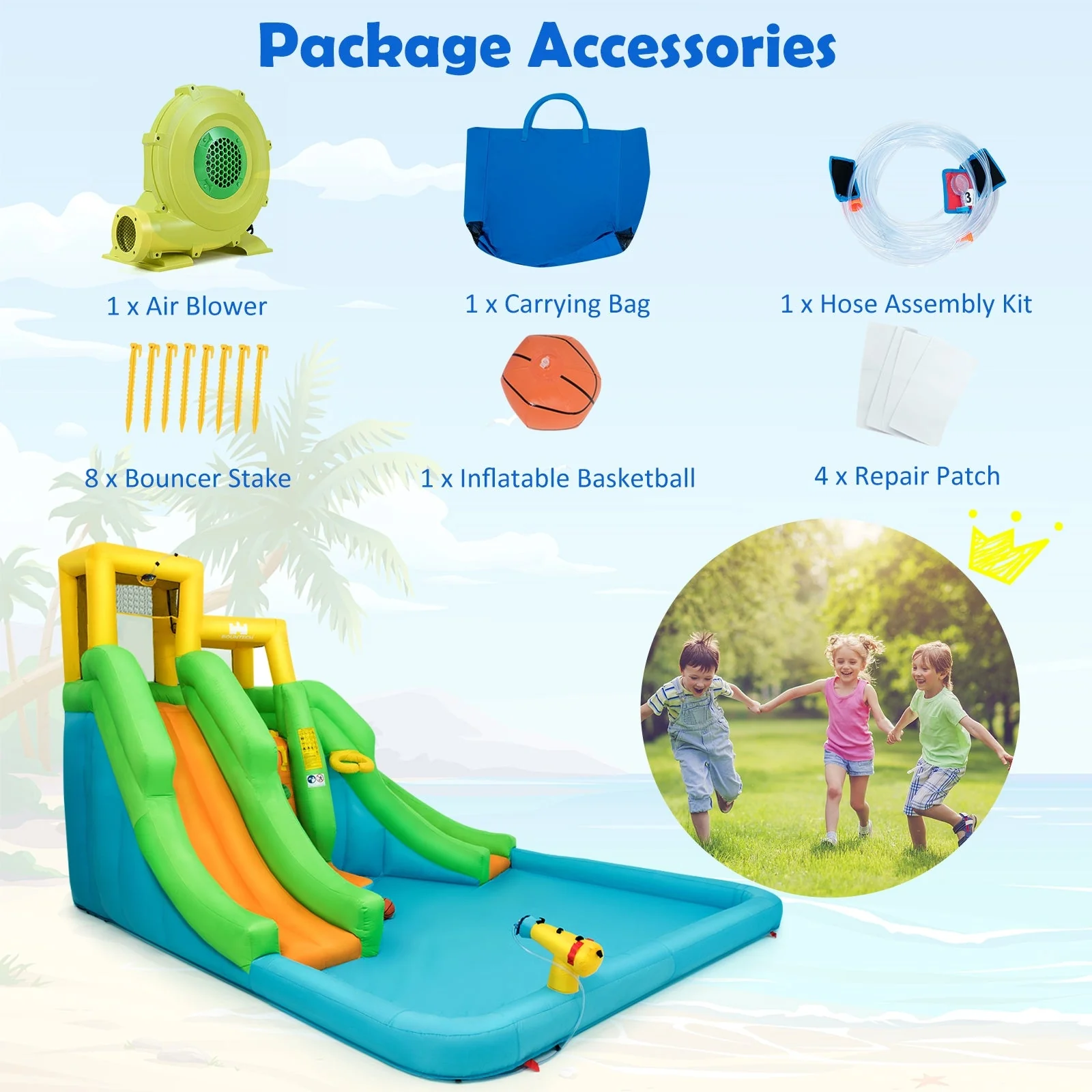 Kids Inflatable Water Park Bounce House with 480W Blower - Image 6