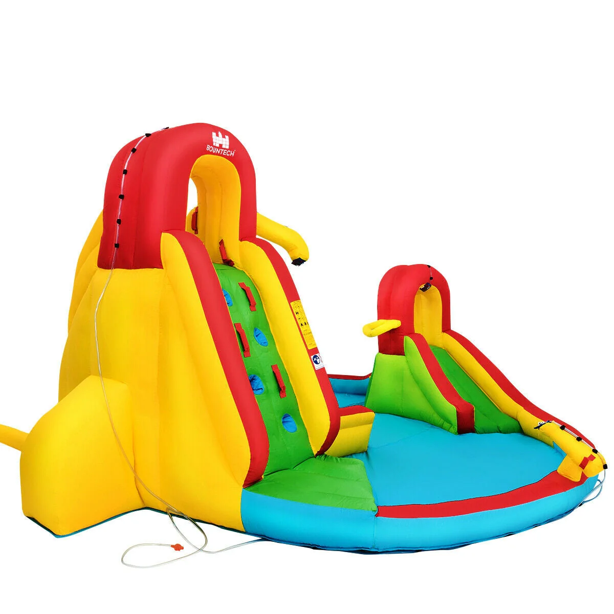 Kid's Inflatable Water Slide Bounce House with Climbing Wall and Pool Without Blower - Image 3