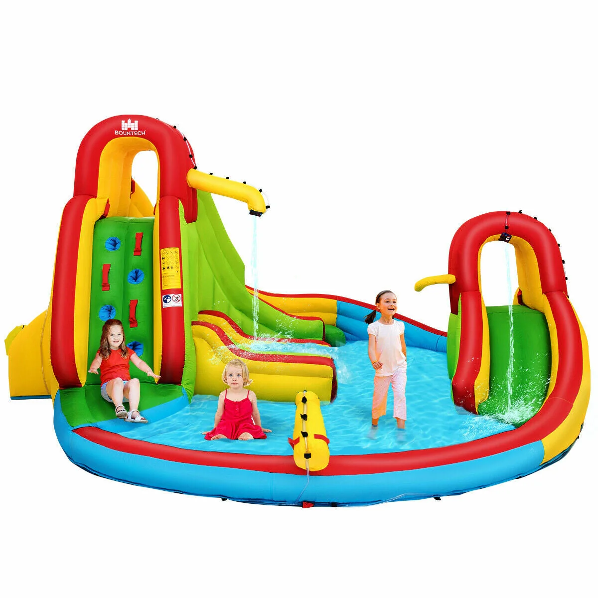 Kid's Inflatable Water Slide Bounce House with Climbing Wall and Pool Without Blower - Image 4