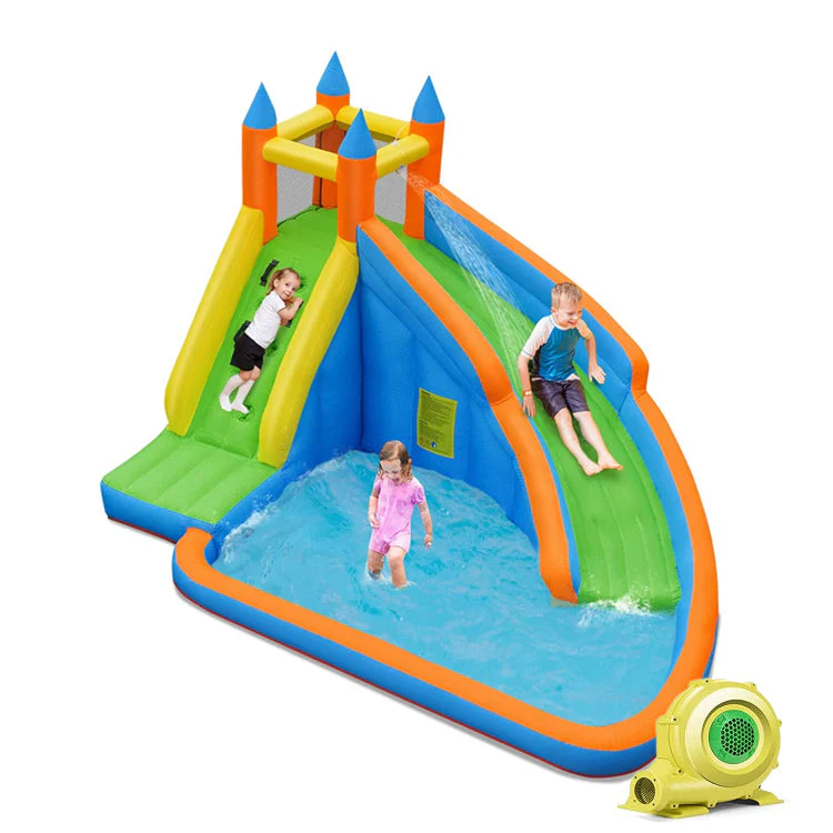 Kids Inflatable Water Slide Bouncing House with Carrying Bag and 480W Blower - Image 3