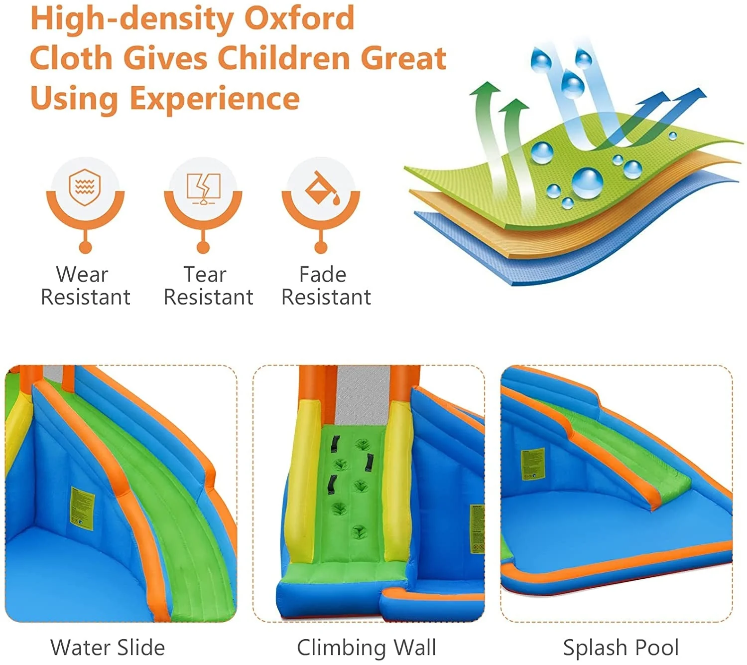 Kids Inflatable Water Slide Bouncing House with Carrying Bag and 480W Blower - Image 5