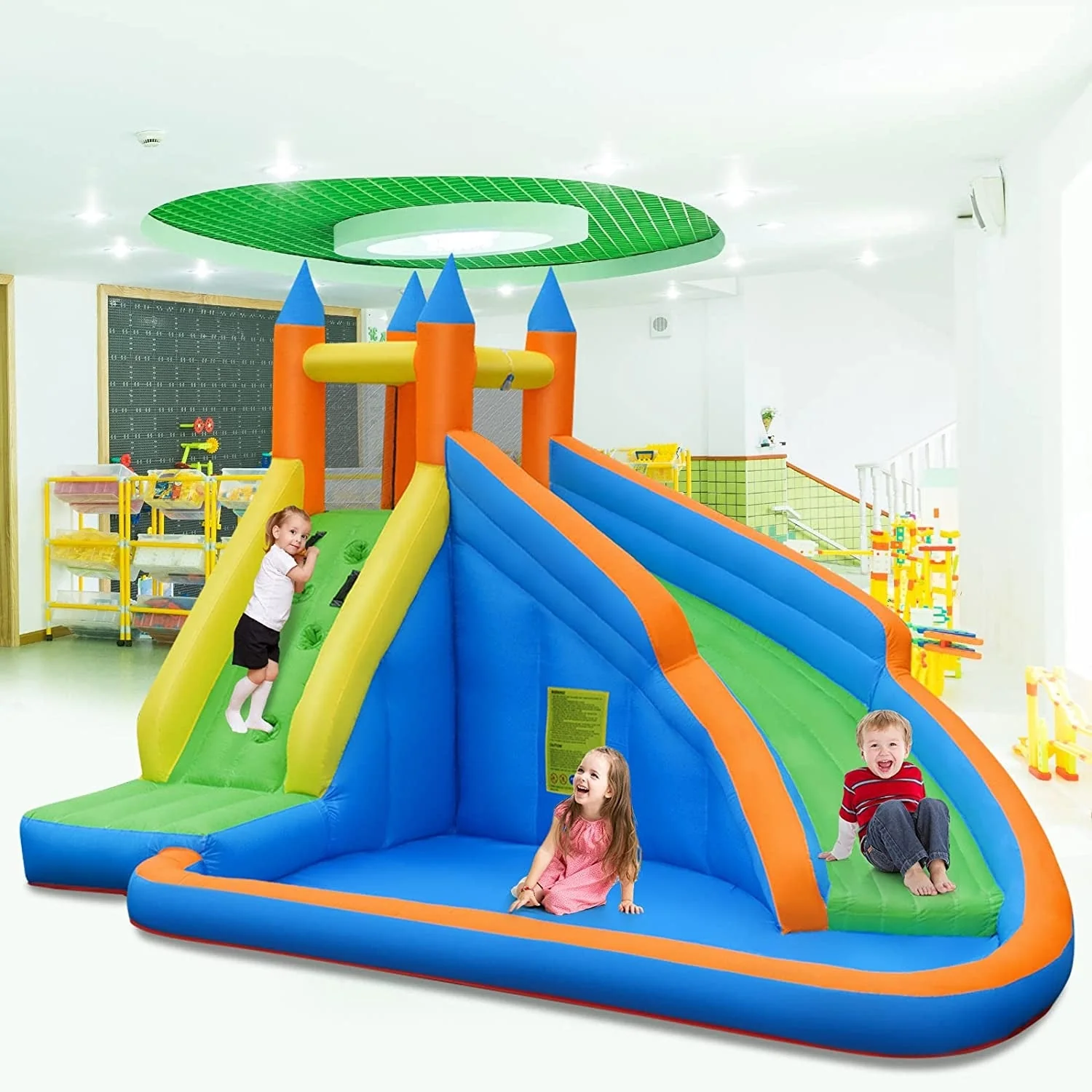 Kids Inflatable Water Slide Bouncing House with Carrying Bag and 480W Blower - Image 6