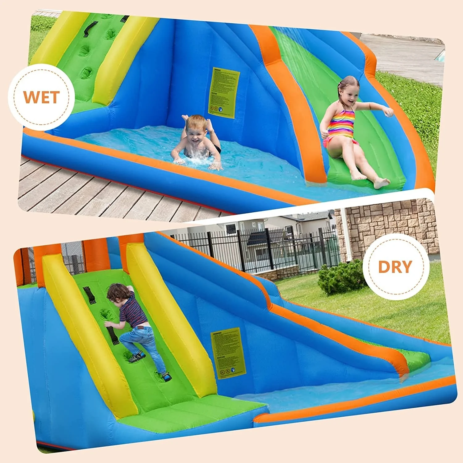 Kids Inflatable Water Slide Bouncing House with Carrying Bag and 480W Blower - Image 7