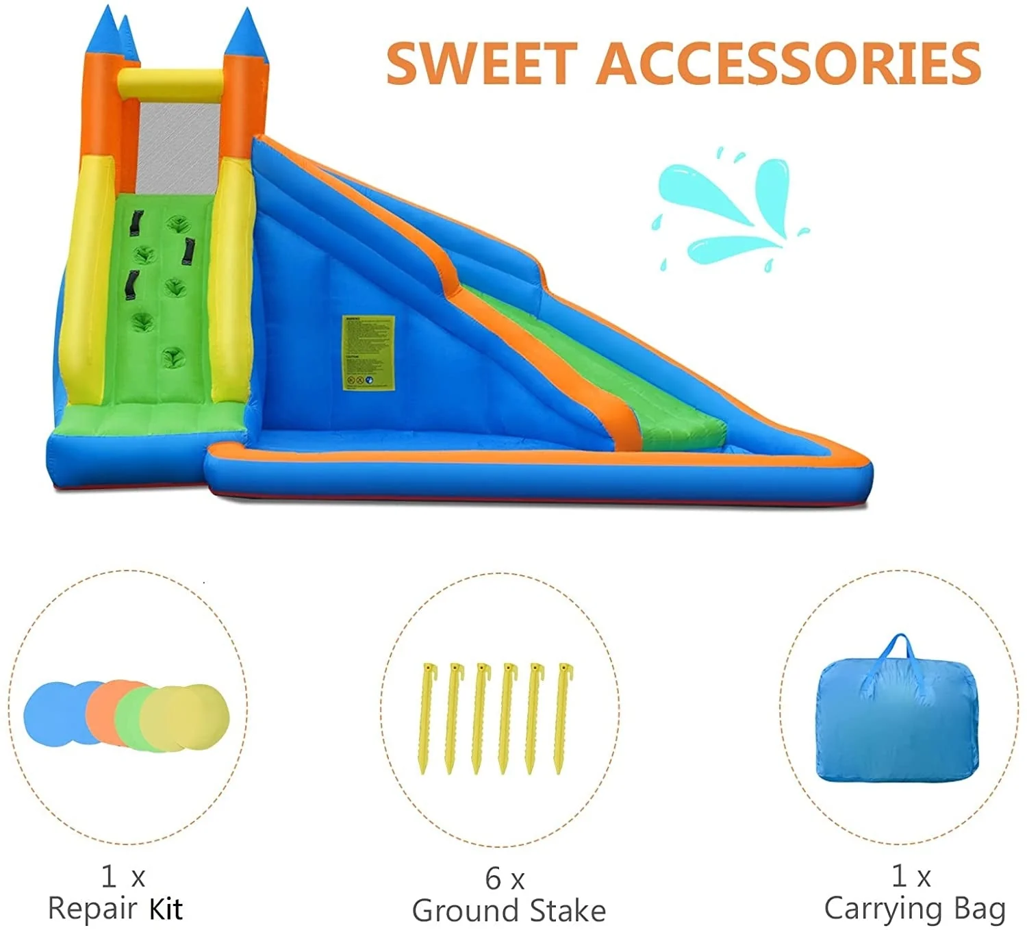 Kids Inflatable Water Slide Bouncing House with Carrying Bag and 480W Blower - Image 8