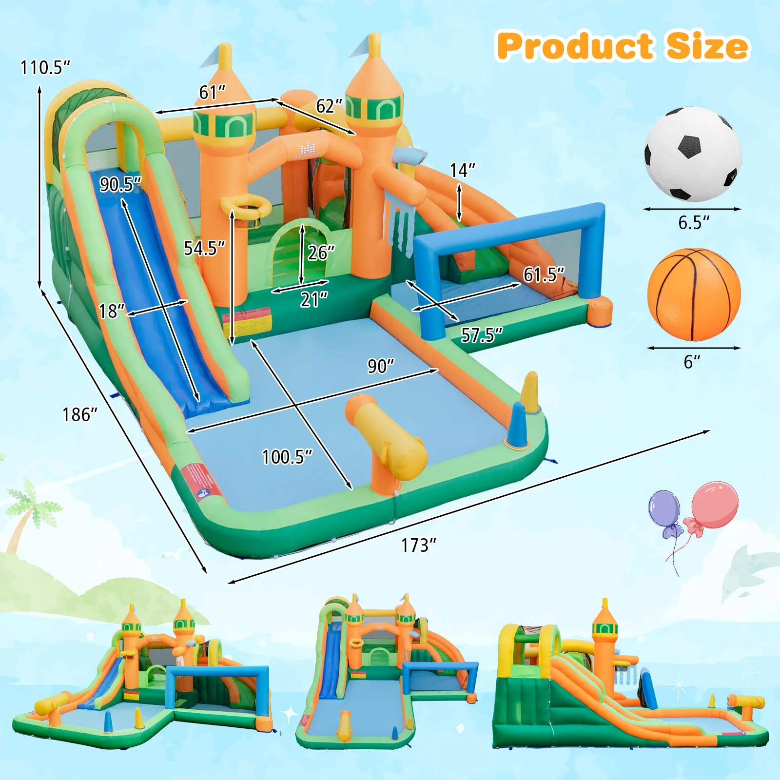 Kids Inflatable Water Slide for Yard Lawn with 735W Blower - Image 5