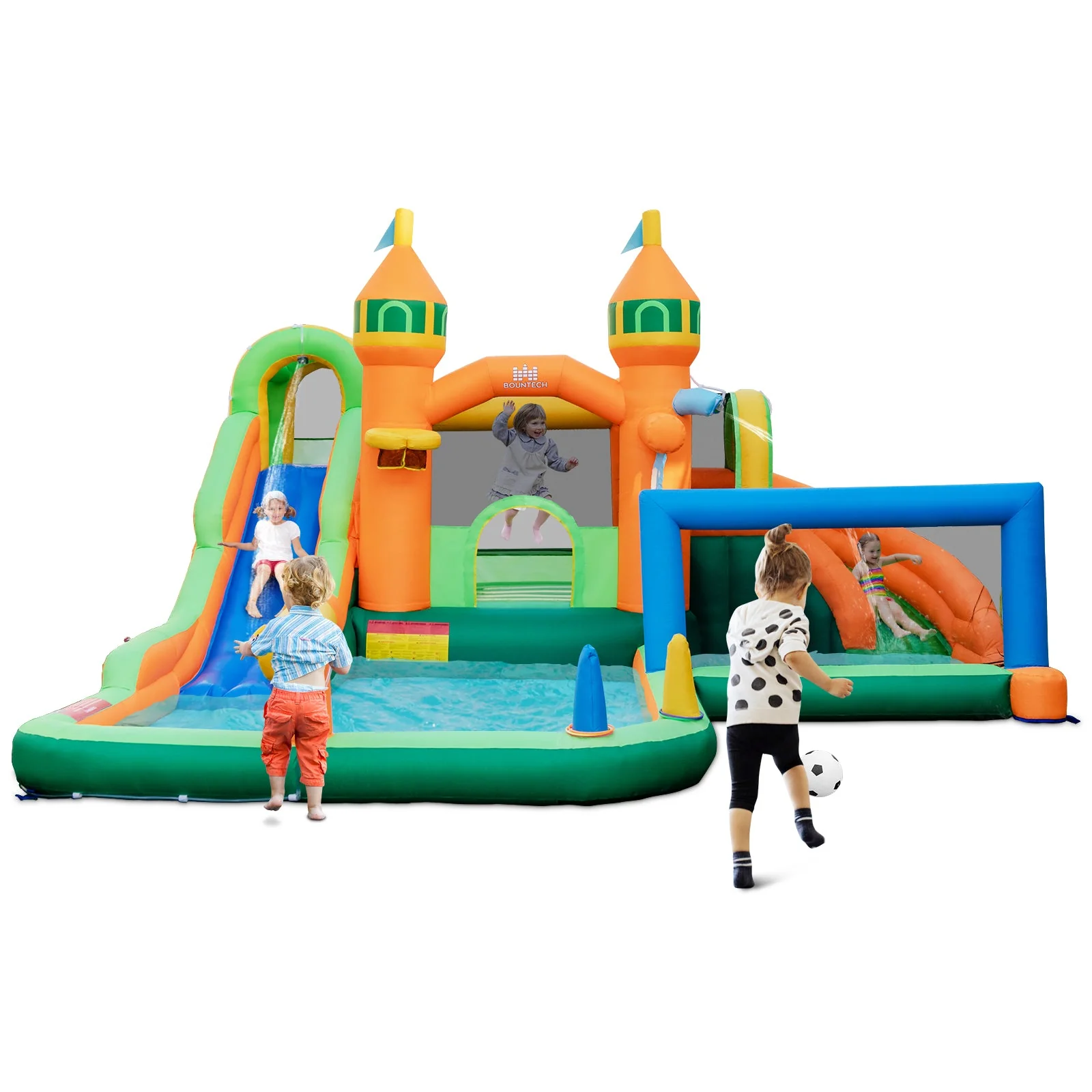 Kids Inflatable Water Slide with Soccer Gate and 750W Blower - Image 3