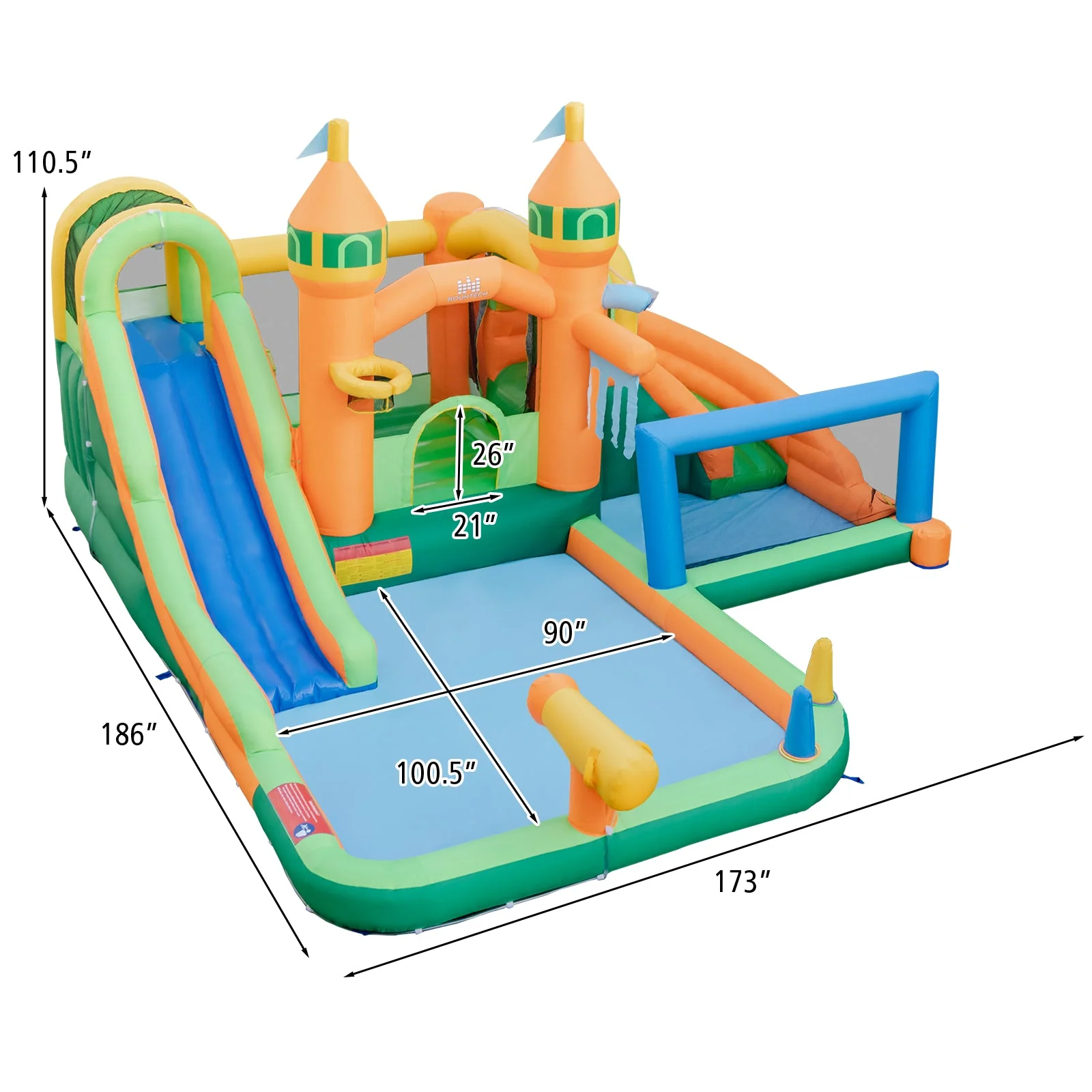 Kids Inflatable Water Slide with Soccer Gate and 750W Blower - Image 4