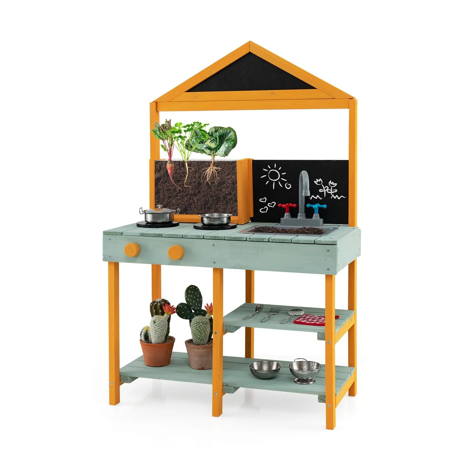 Kids Kitchen Playset with Root Viewer Planter and Rotatable Faucet - Image 3