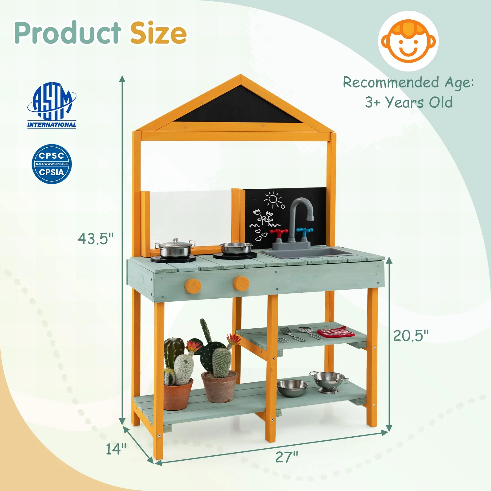 Kids Kitchen Playset with Root Viewer Planter and Rotatable Faucet - Image 5