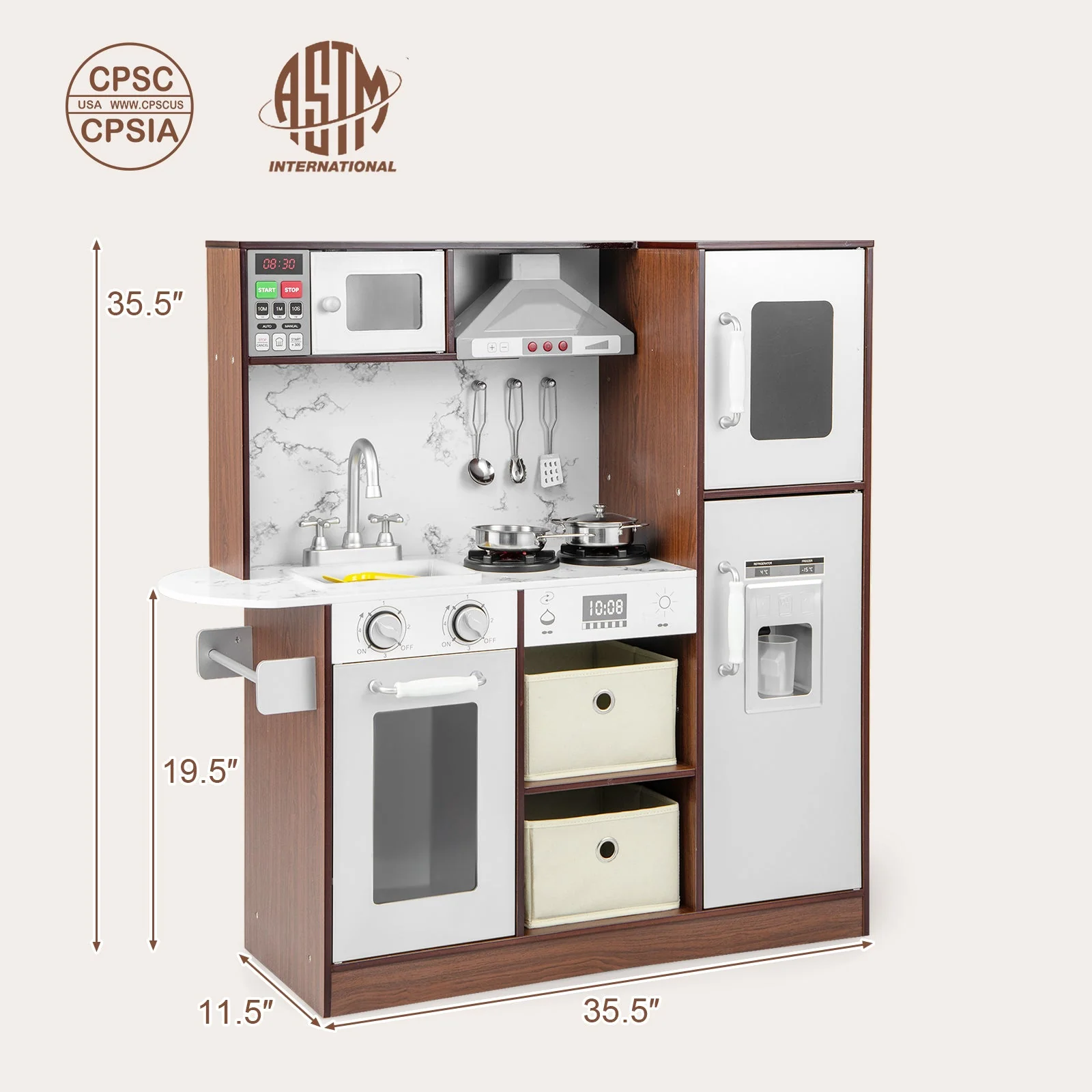Kids Modern Toy Kitchen Playset with Attractive Lights and Sounds-Coffee - Image 5