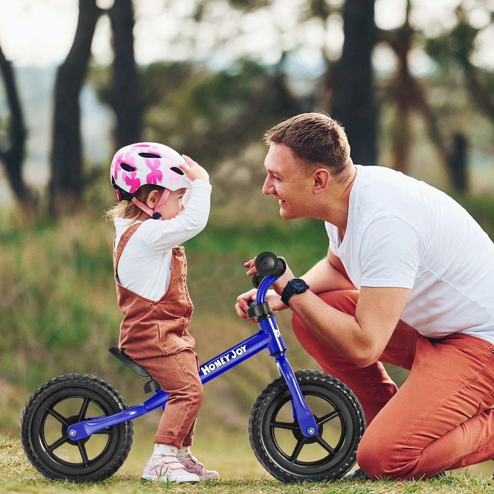 Kids No Pedal Balance Bike with Adjustable Handlebar and Seat-Blue - Image 2