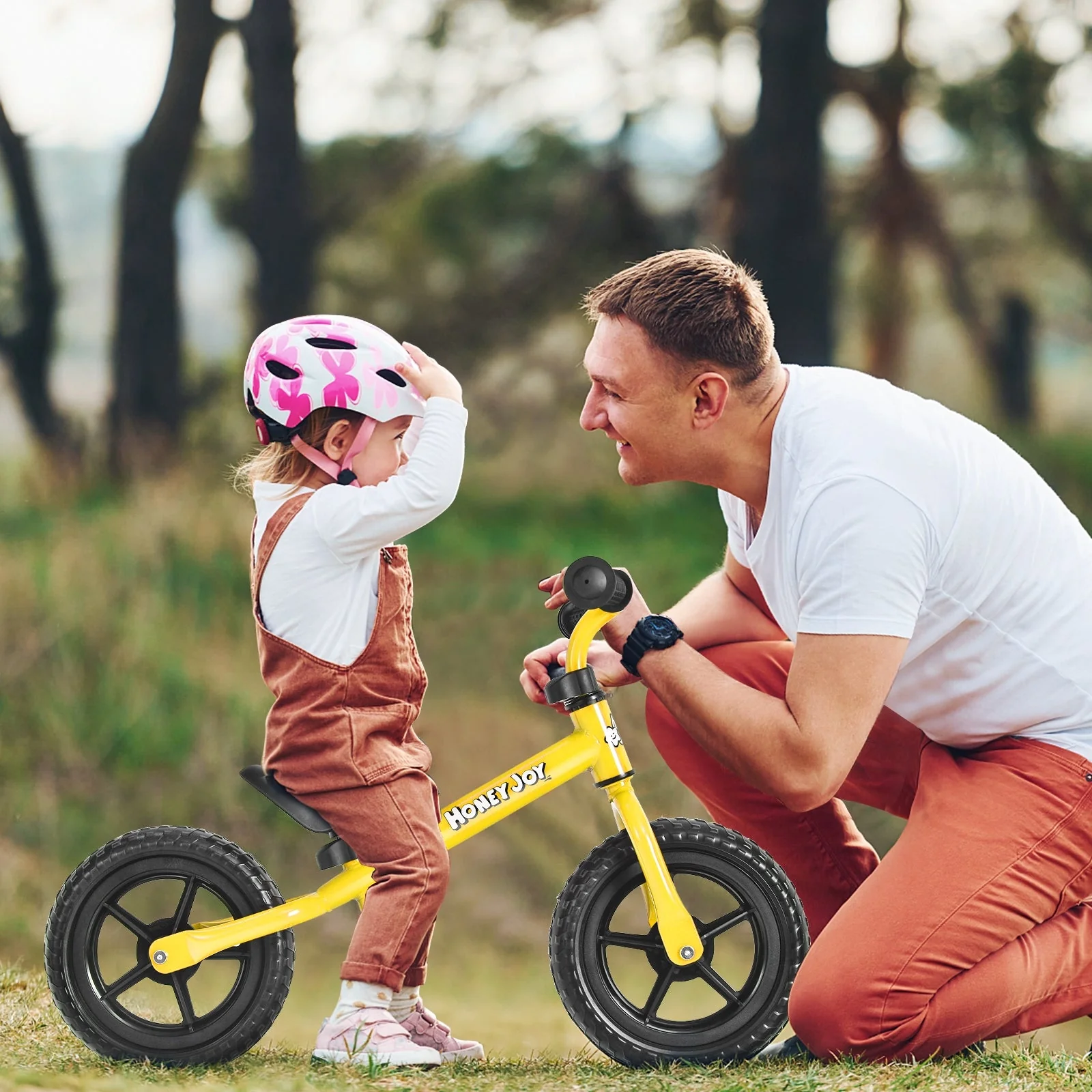 Kids No Pedal Balance Bike with Adjustable Handlebar and Seat-Yellow - Image 6
