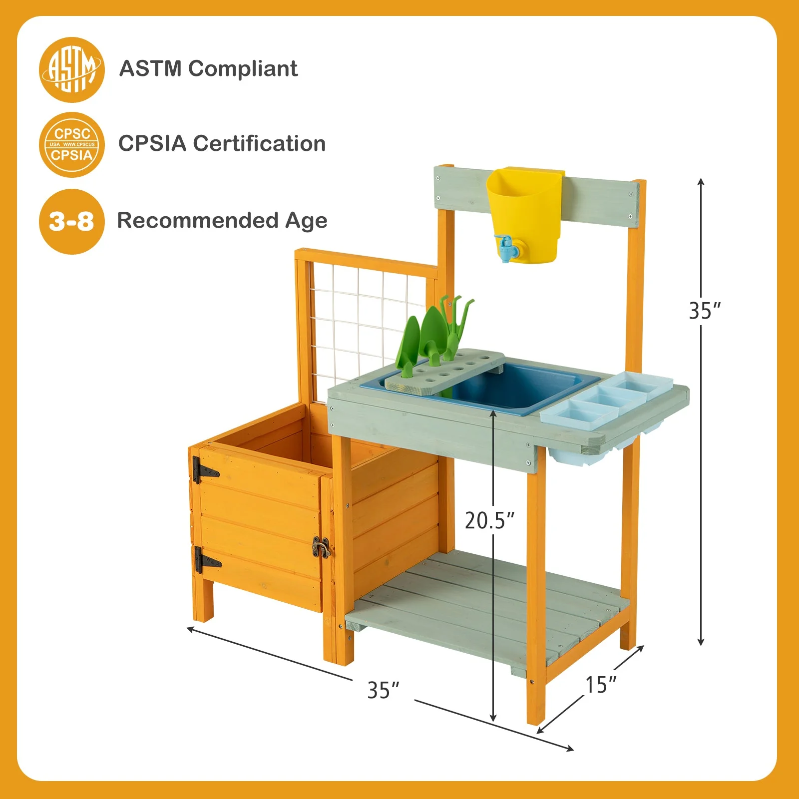 Kids Outdoor Potting Bench with See-Through Window - Image 5