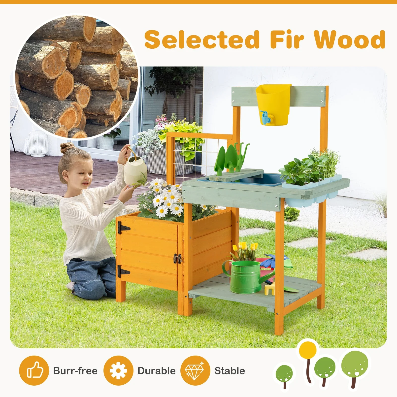 Kids Outdoor Potting Bench with See-Through Window - Image 7