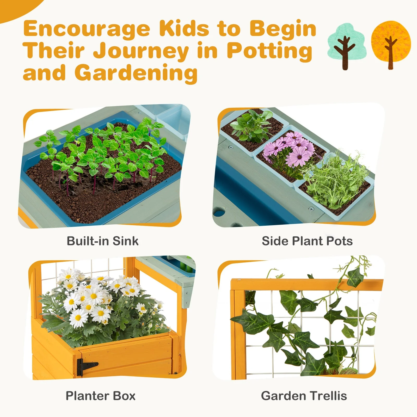 Kids Outdoor Potting Bench with See-Through Window - Image 8
