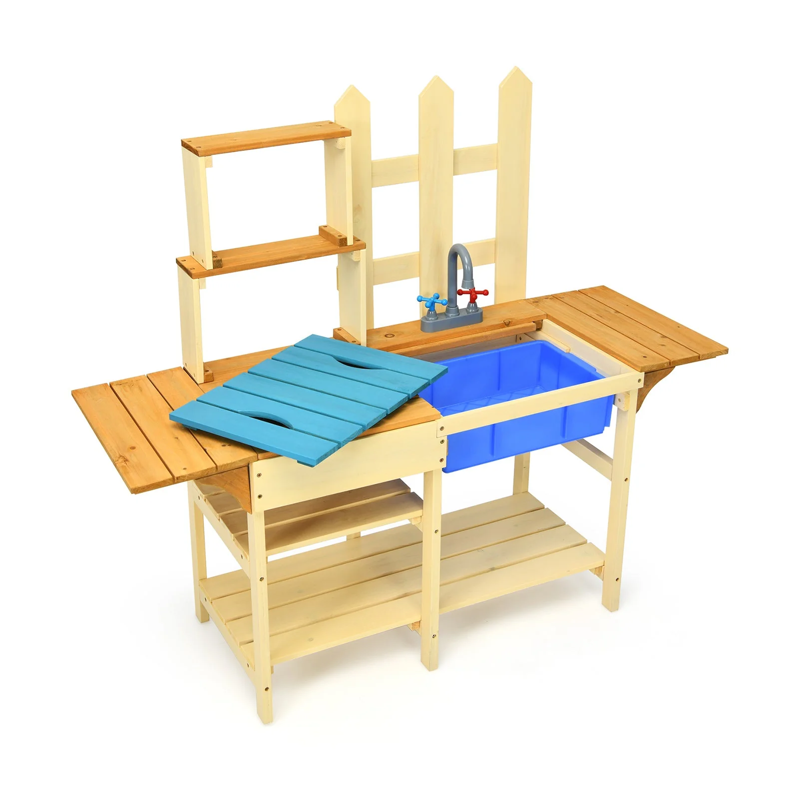 Kid's Outdoor Wooden Pretend Cook Kitchen Playset Toy - Image 3