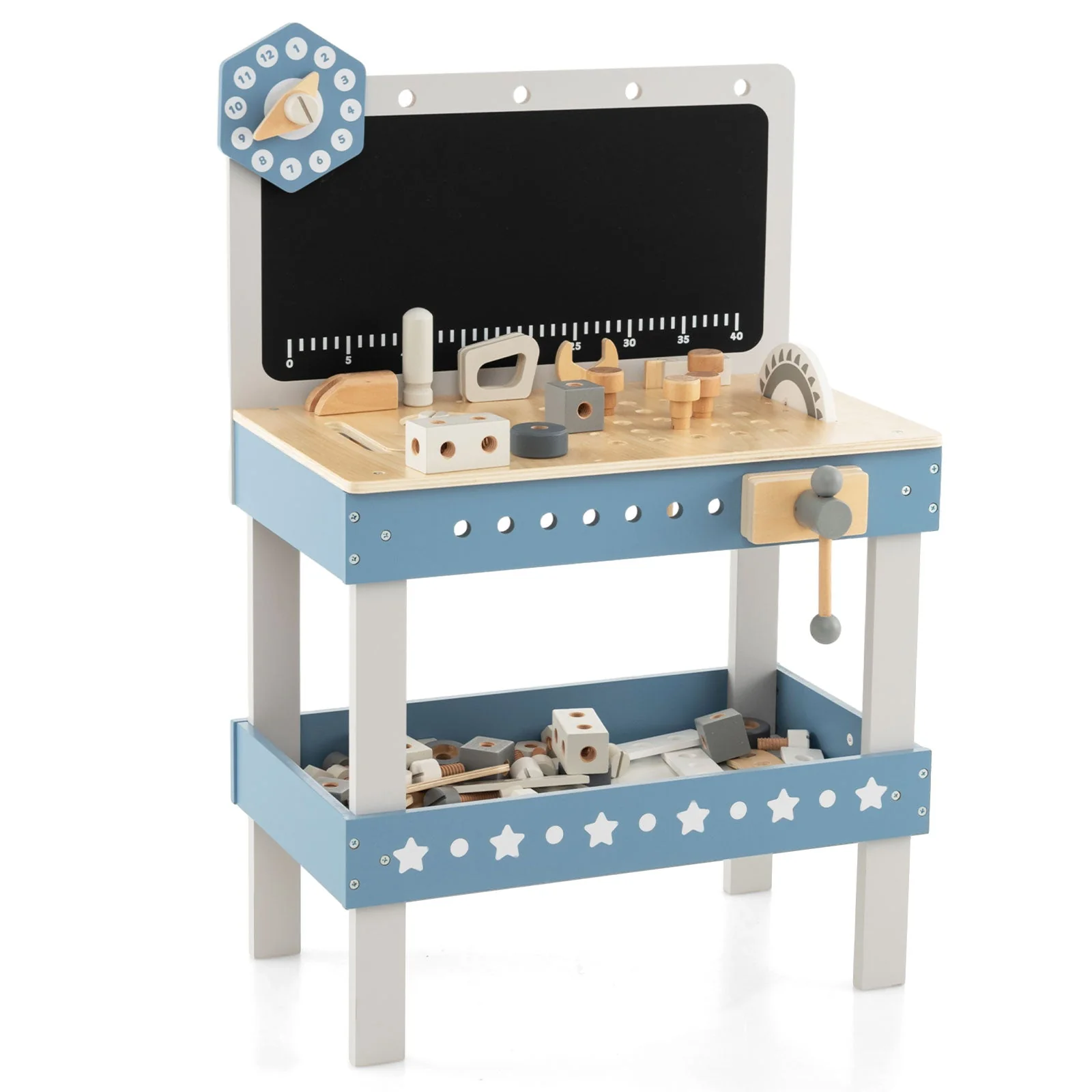 Kids Play Tool Workbench Set with 61 Pcs Tool and Parts Set-Blue - Image 2