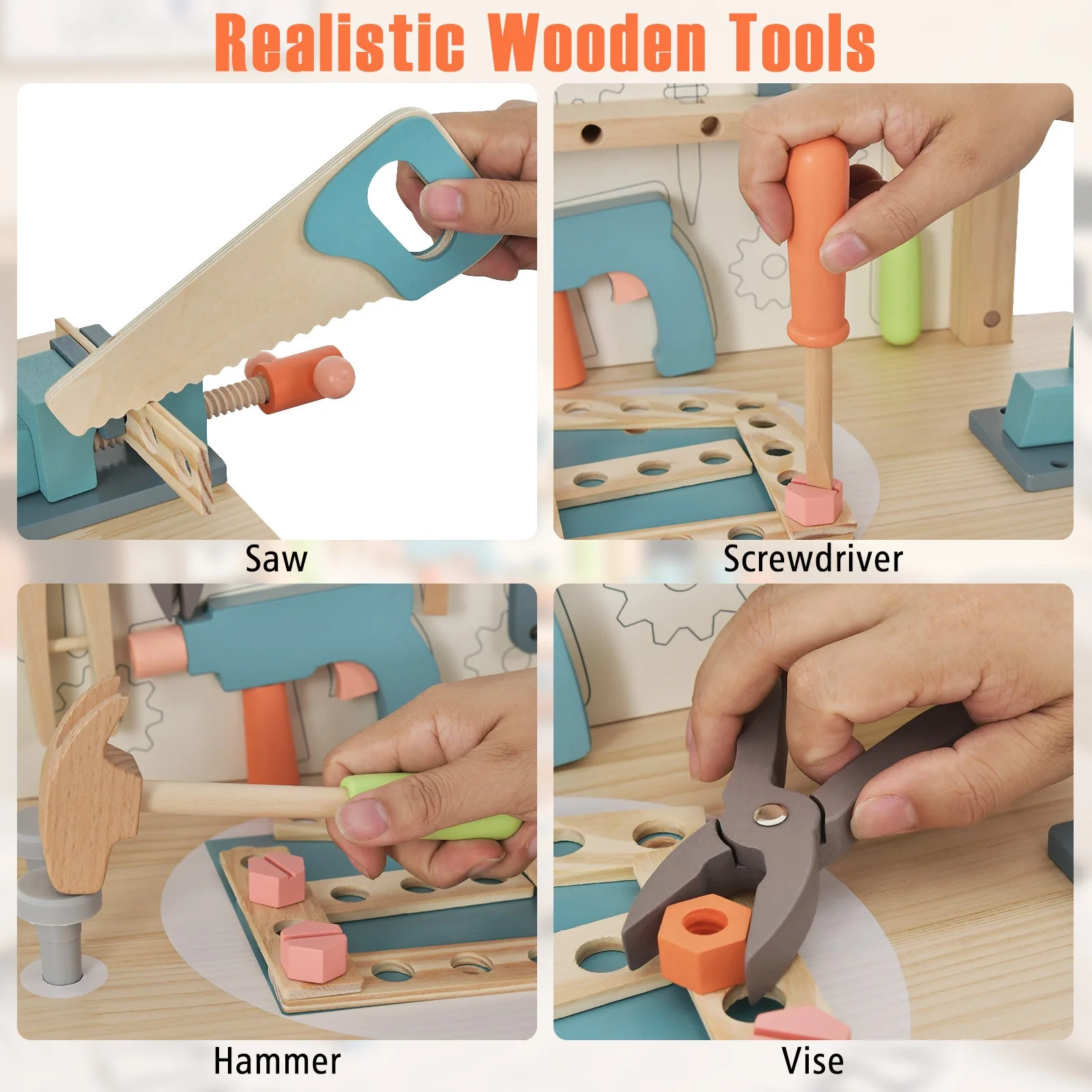 Kids Play Tool Workbench with Realistic Accessories - Image 7