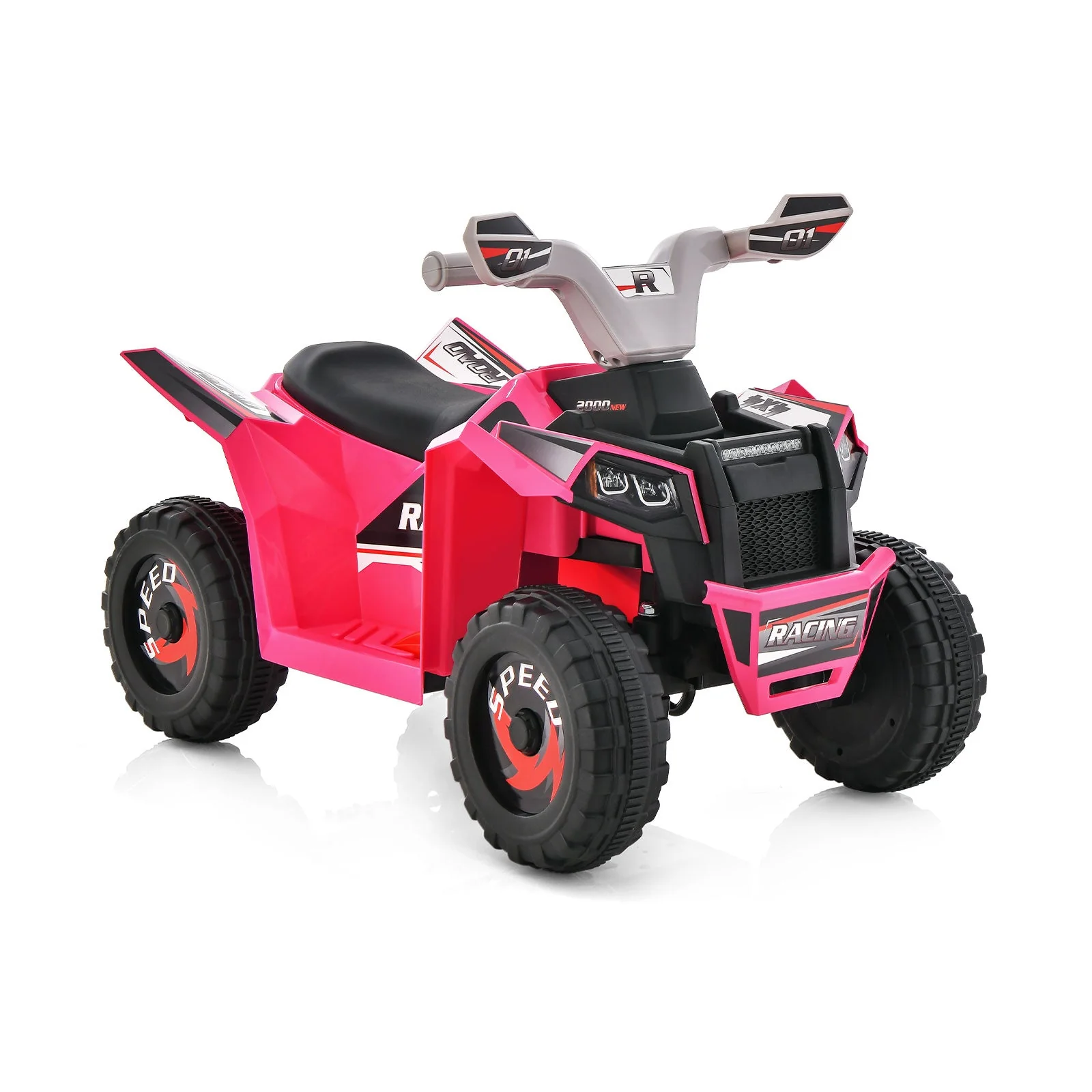 Kids Ride on ATV 4 Wheeler Quad Toy Car with Direction Control-Pink - Image 3