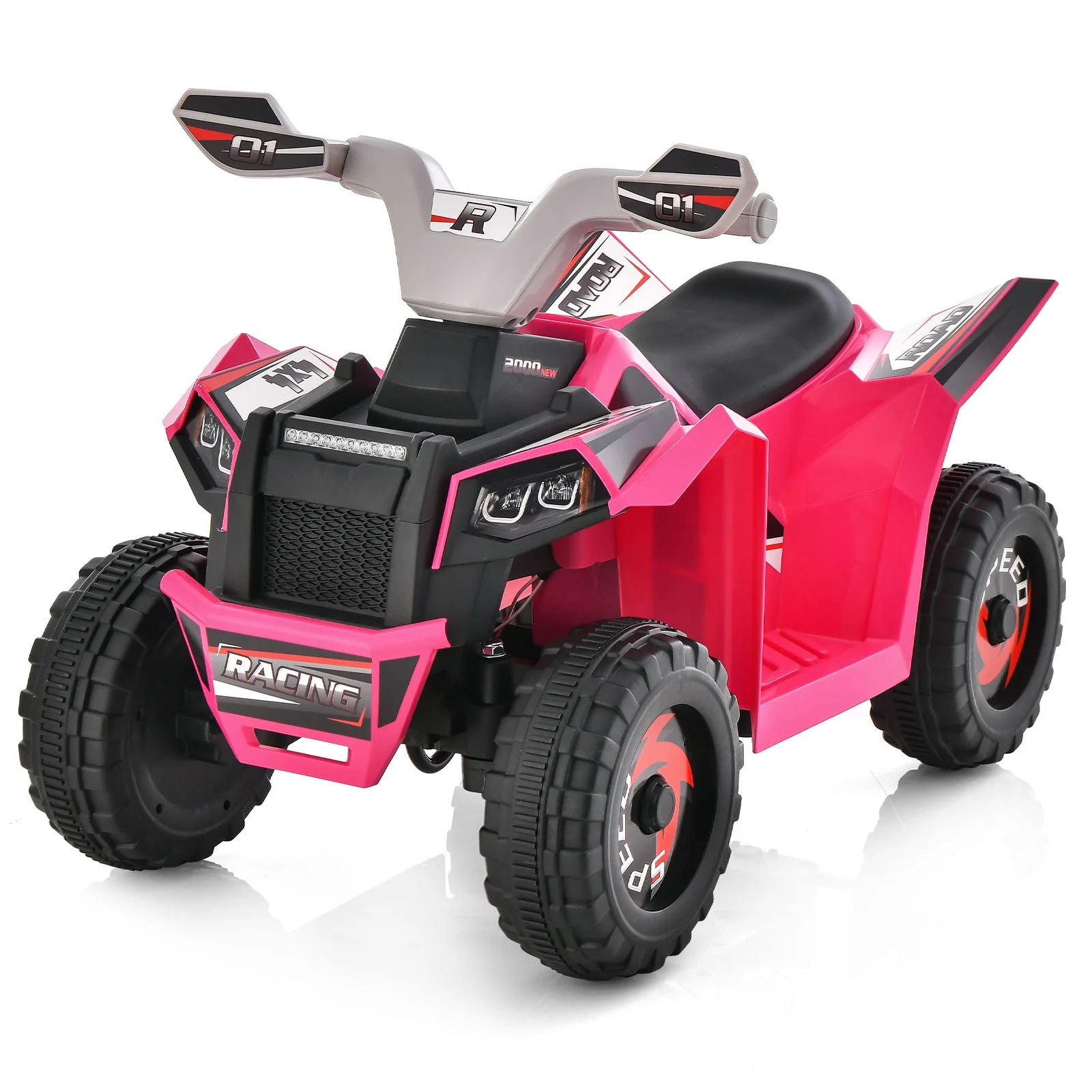 Kids Ride on ATV 4 Wheeler Quad Toy Car with Direction Control-Pink - Image 6