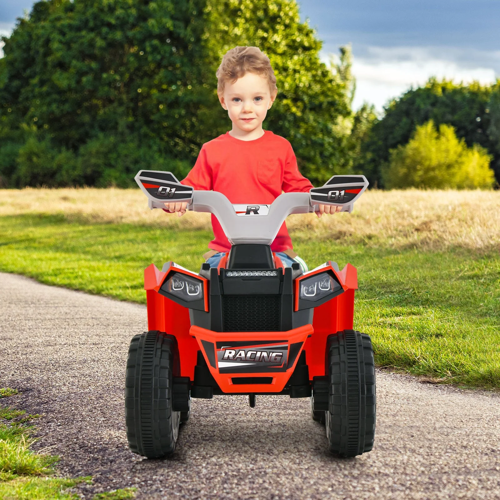 Kids Ride on ATV 4 Wheeler Quad Toy Car with Direction Control-Red - Image 2