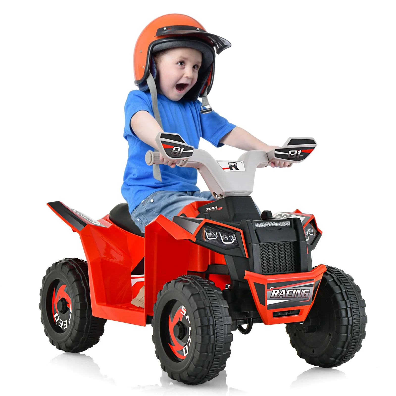 Kids Ride on ATV 4 Wheeler Quad Toy Car with Direction Control-Red - Image 4