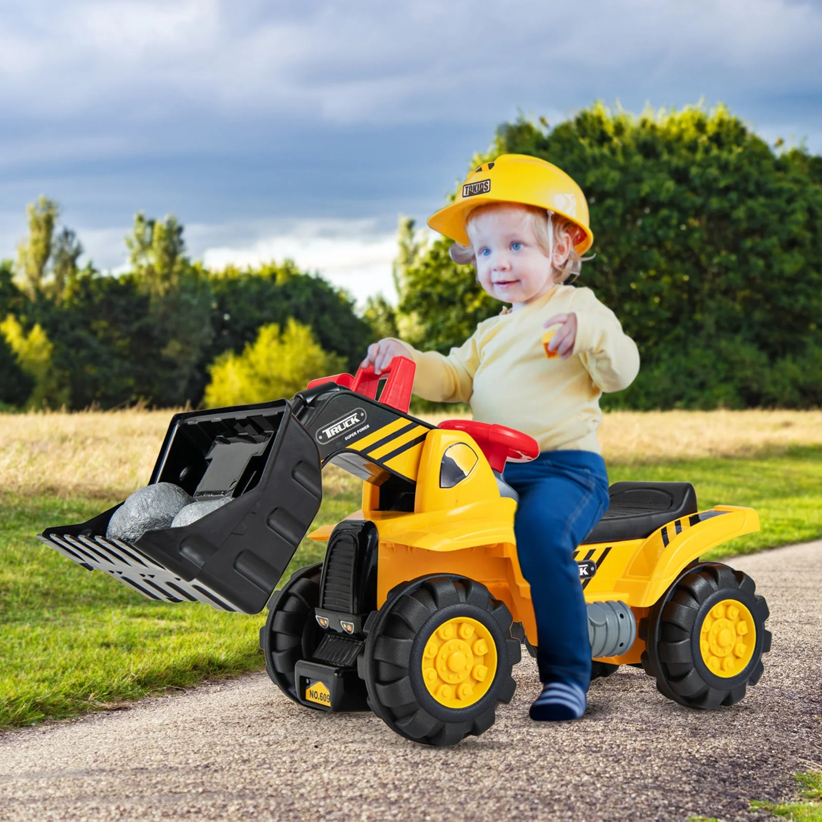 Kids Ride On Bulldozer Toy Play Truck with Adjustable Bucket Aged 3+ Years Old - Image 2