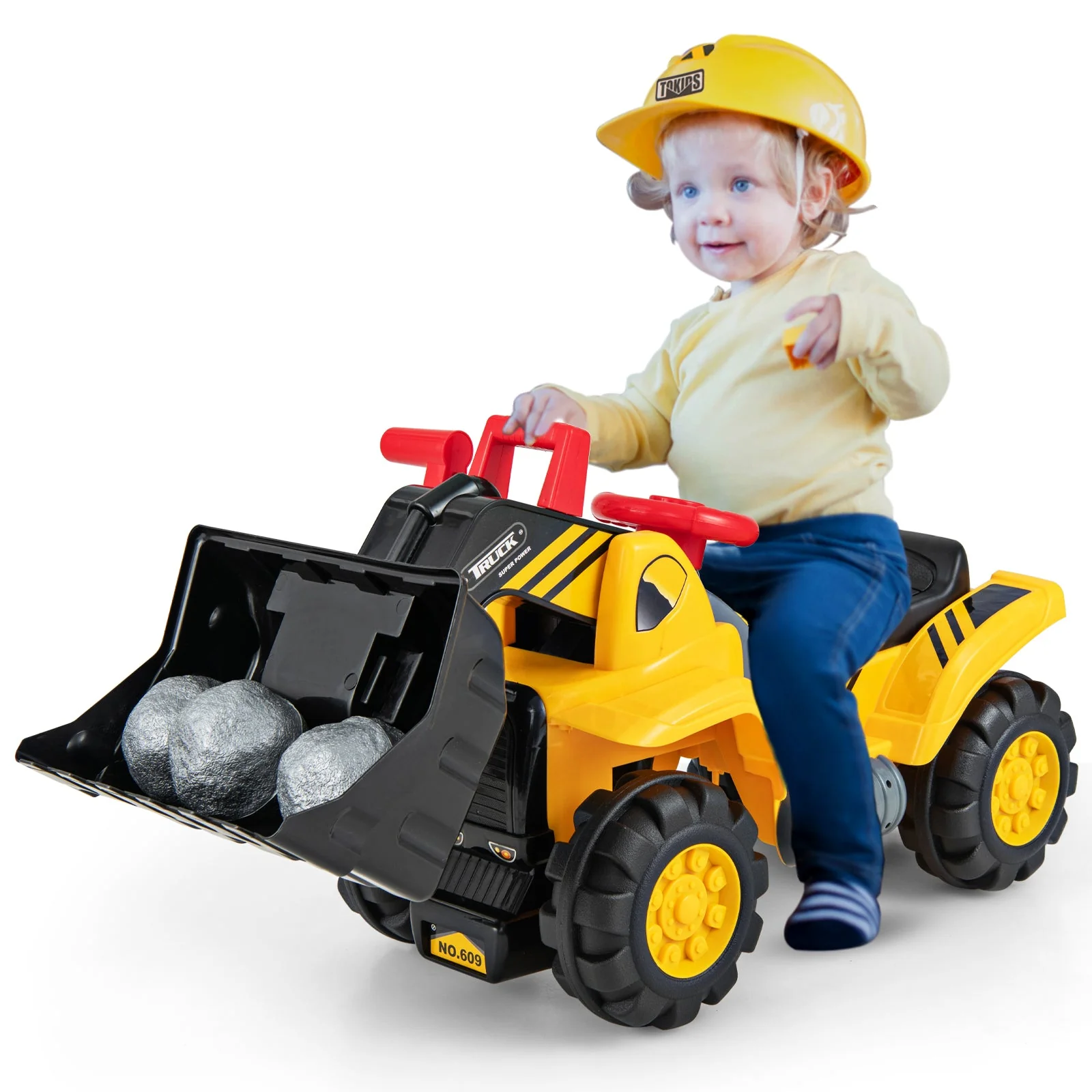 Kids Ride On Bulldozer Toy Play Truck with Adjustable Bucket Aged 3+ Years Old - Image 4