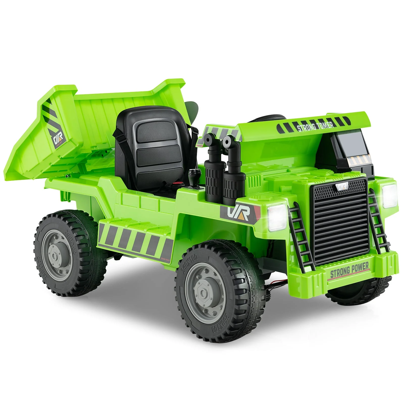 Kids Ride on Dump Truck 12V Ride on Car with Electric Dump Bed-Green - Image 2