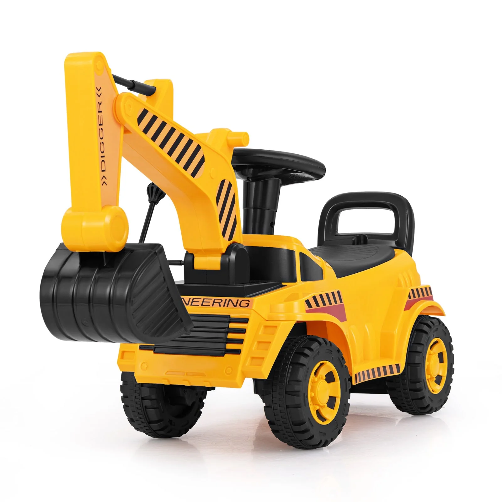 Kids Ride on Excavator with Adjustable Shovel-Yellow - Image 3
